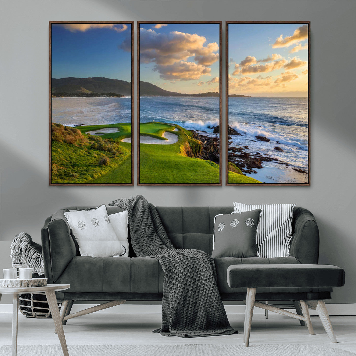 50107048-MGV-CV-36X24-Golf Course Wall Art – Coastal Ocean View Canvas Print, Scenic Fairway Landscape Decor for Office, Man Cave, Bedroom, or Living
