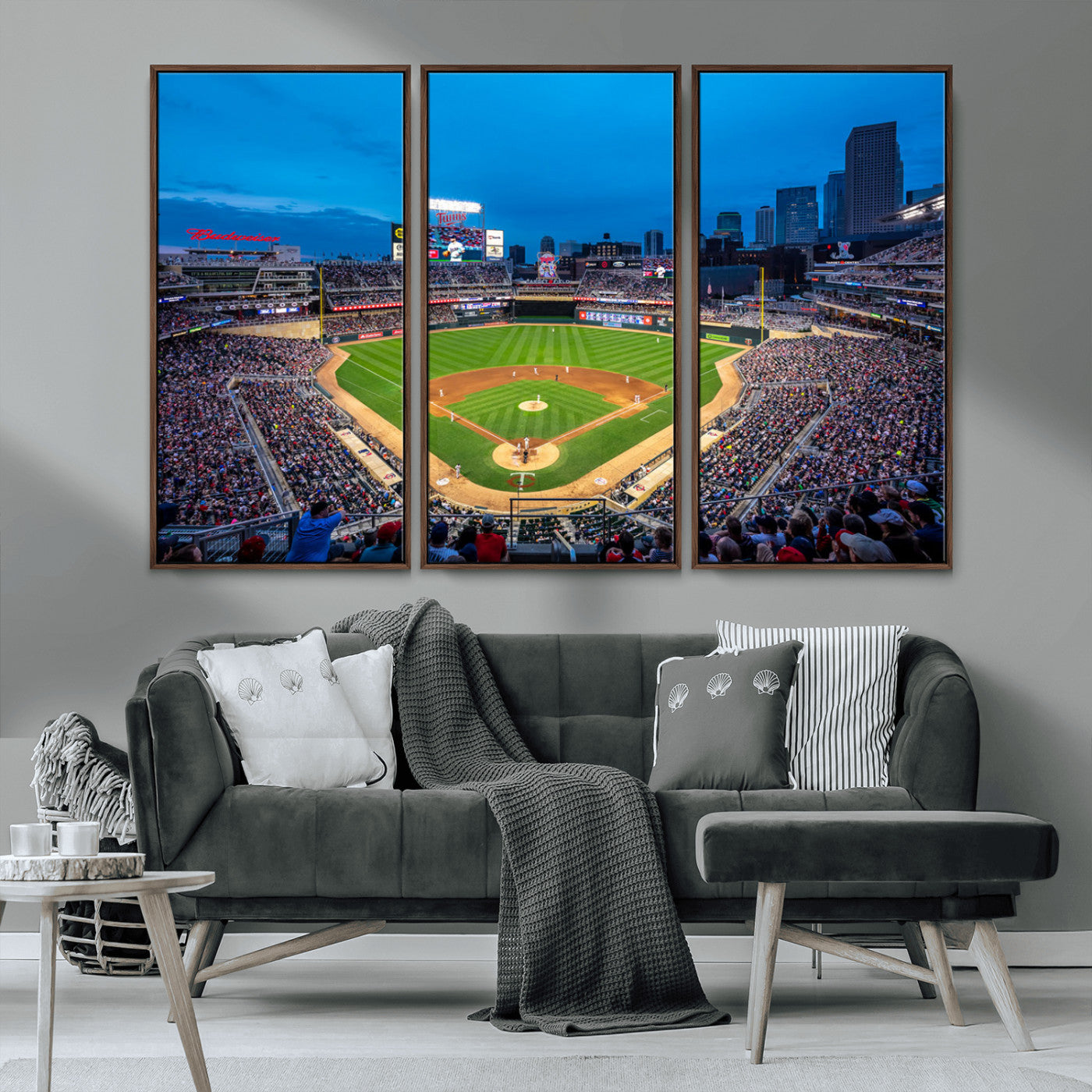 77273035-MGV-CV-36X24-Baseball Stadium Wall Art – Panoramic Evening Game Canvas Print, Sports Fan Decor for Man Cave, Office, Bar, or Living Room