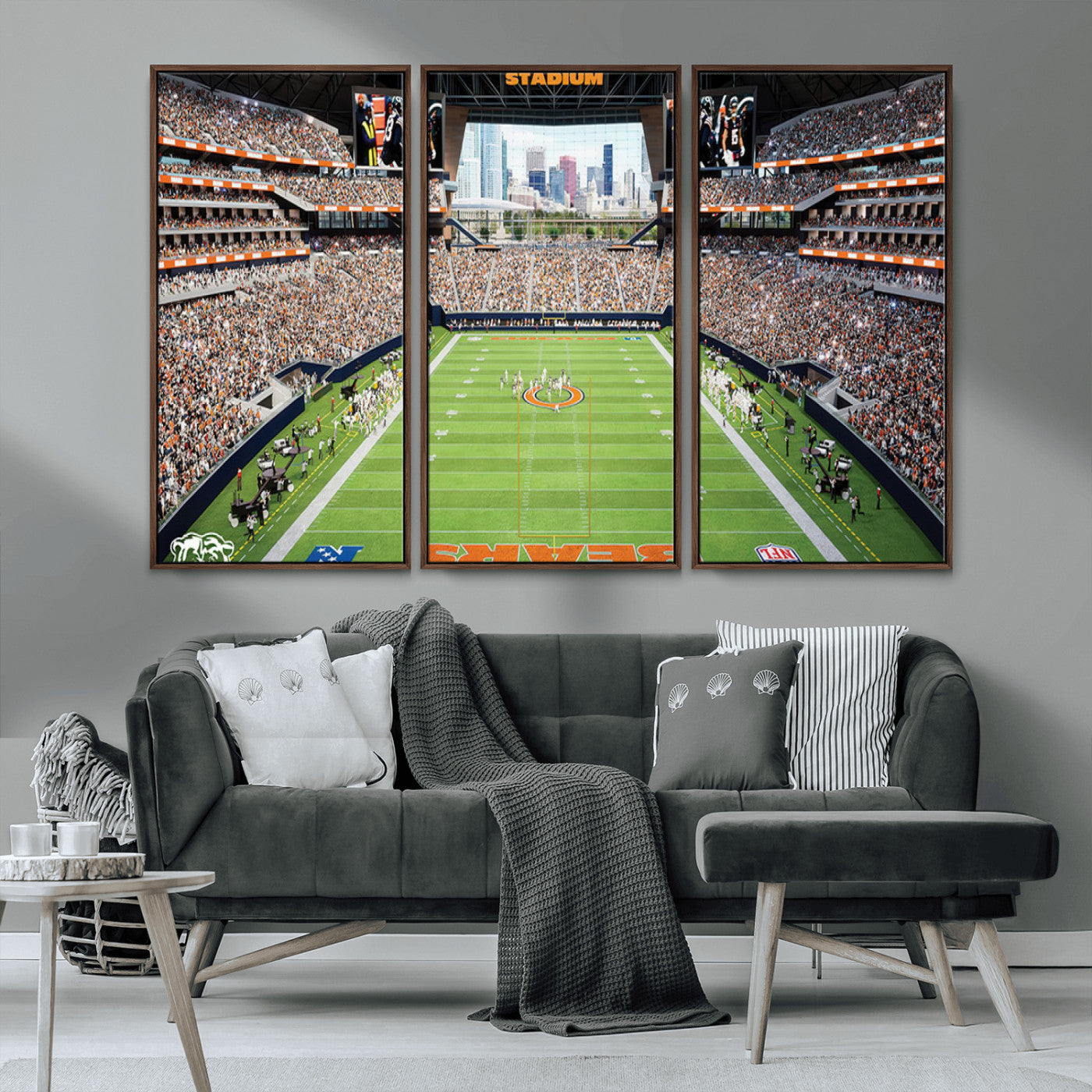 76935553-MGV-CV-36X24-Football Stadium Wall Art – Panoramic Game Day Canvas Print, Sports Decor for Man Cave, Office, Bar, or Living Room