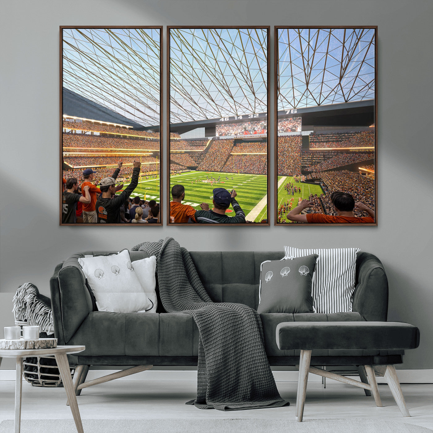 81960112-MGV-CV-36X24-Futuristic Football Stadium Wall Art – Modern Dome Arena Canvas Print, Chicago Bears Concept Design Sports Decor for Man Cave or
