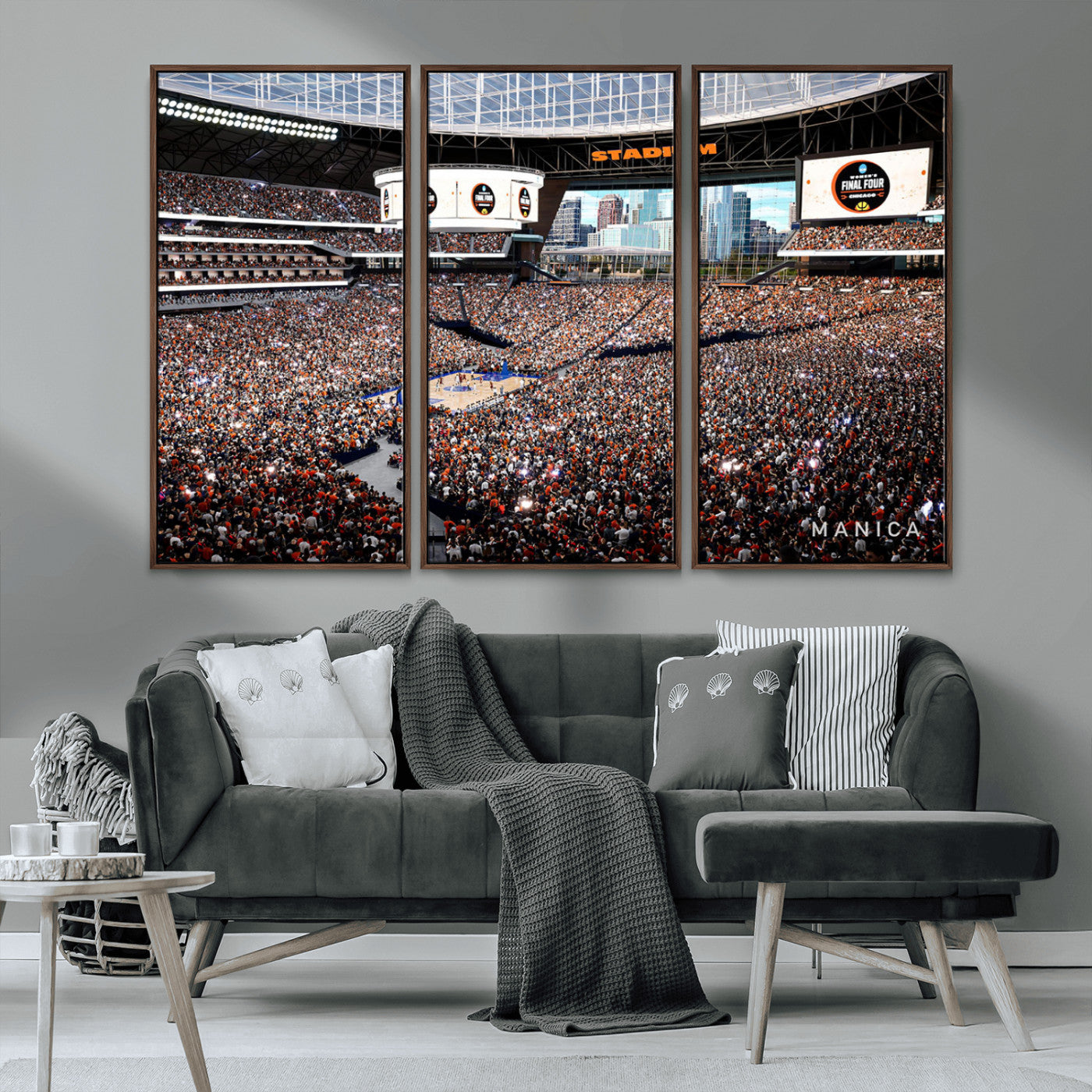 38616413-MGV-CV-36X24-Chicago Dome Stadium Wall Art – Futuristic Basketball Final Four Arena Canvas Print, Modern Sports Fan Decor for Man Cave or