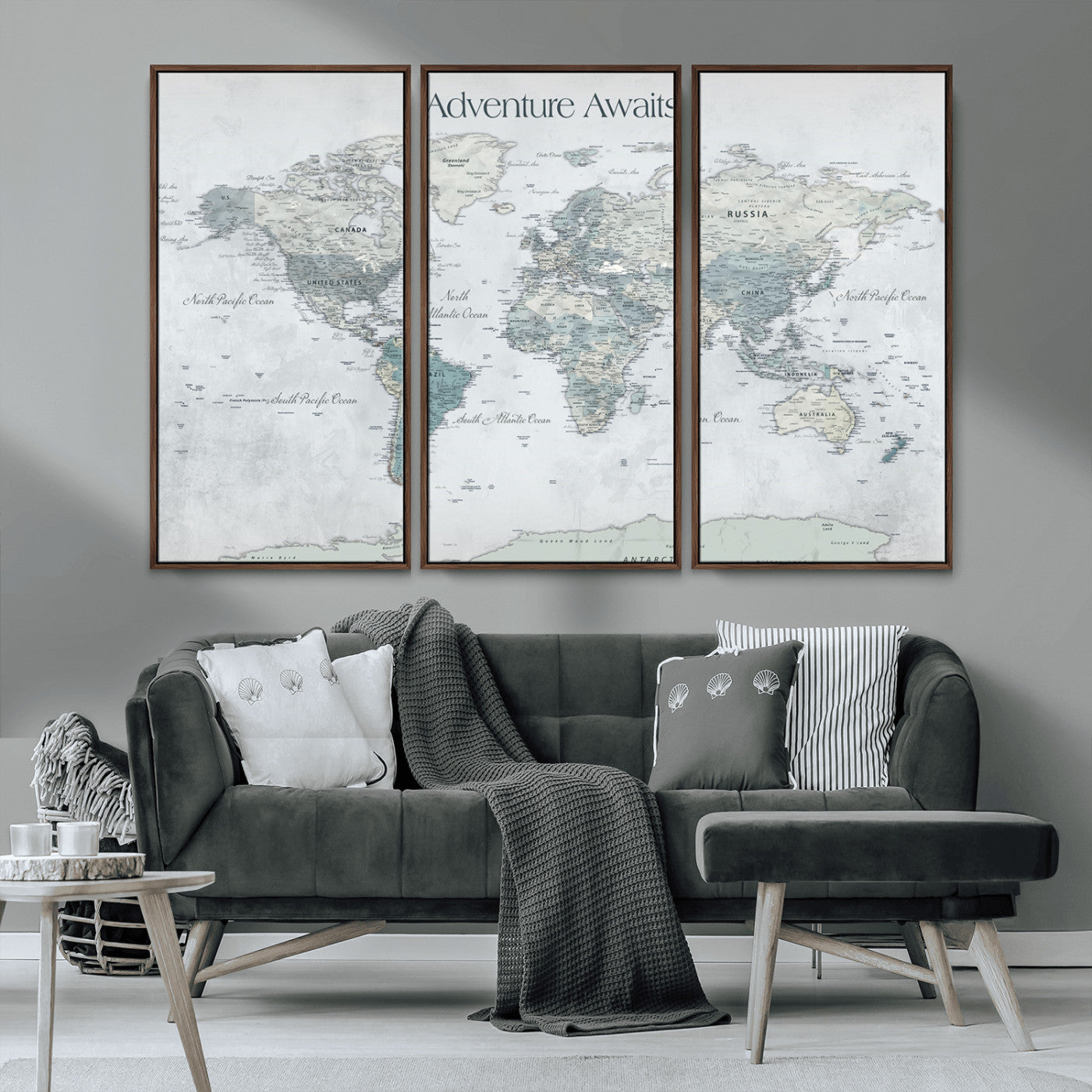 TEST111-MGV-CV-36X24-Personalized Adventure Awaits Push Pin World Map – Custom Framed Travel Tracker Canvas Wall Art for Home, Office