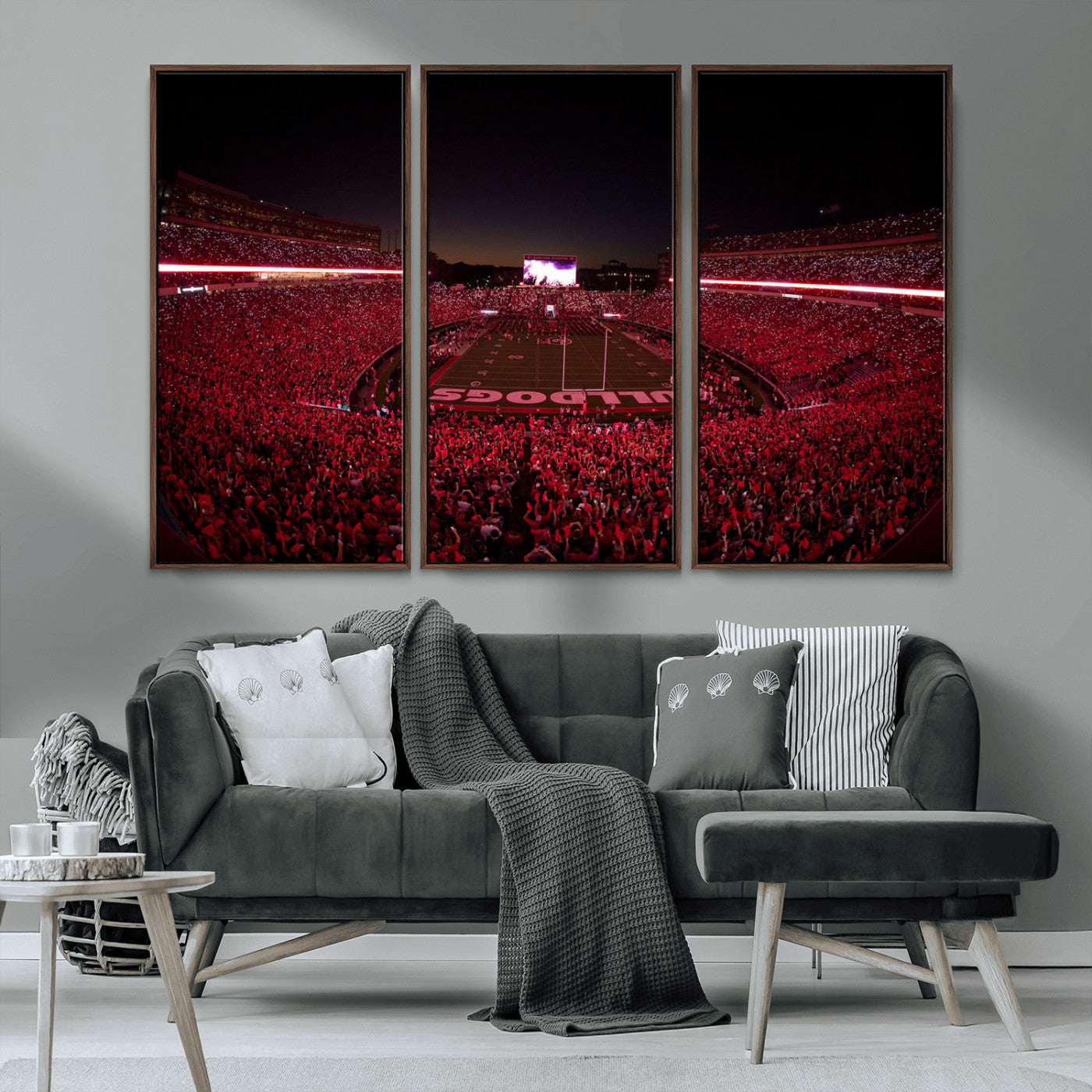 38331045-MGV-CV-36X24-Sanford Stadium Wall Art – Georgia Bulldogs Football Red Night Game Canvas Print, Electric College Sports Decor for Man Cave or