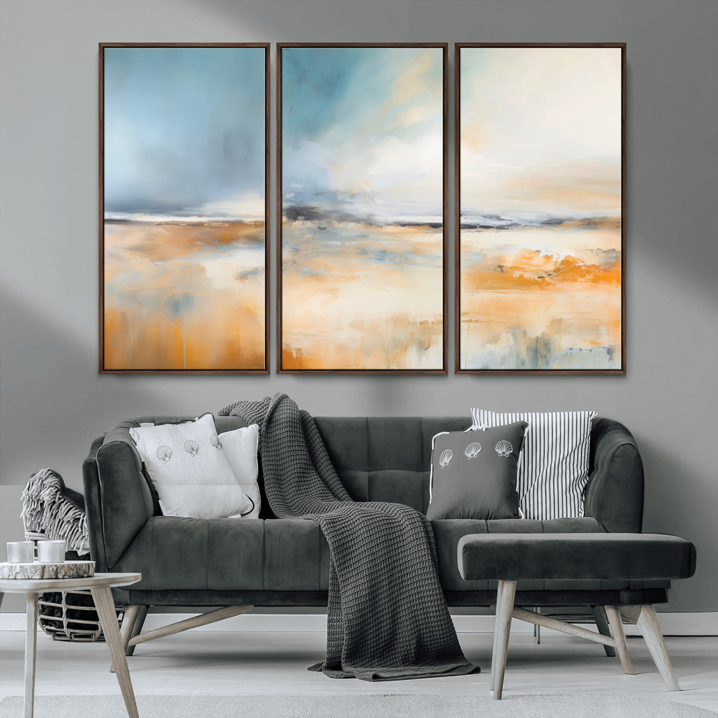 12135-MGV-CV-36X24-Soft Horizon Wall Art Canvas Print, Framed Golden Field Art Picture Print, Dreamy Horizon Perfect Minimalist Earthy Decor Artwork