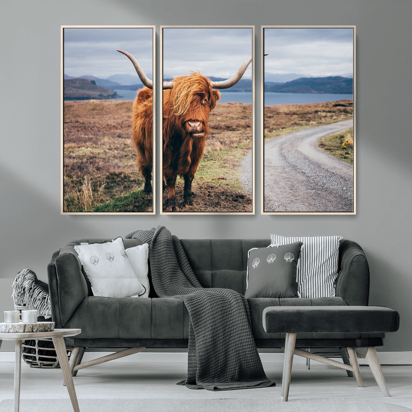 56121-MGV-CV-36X24-Rustic Highland Cow Wall Art – Panoramic Nature Canvas Print, Perfect Decor for Home, Office, Living Room or Man Cave