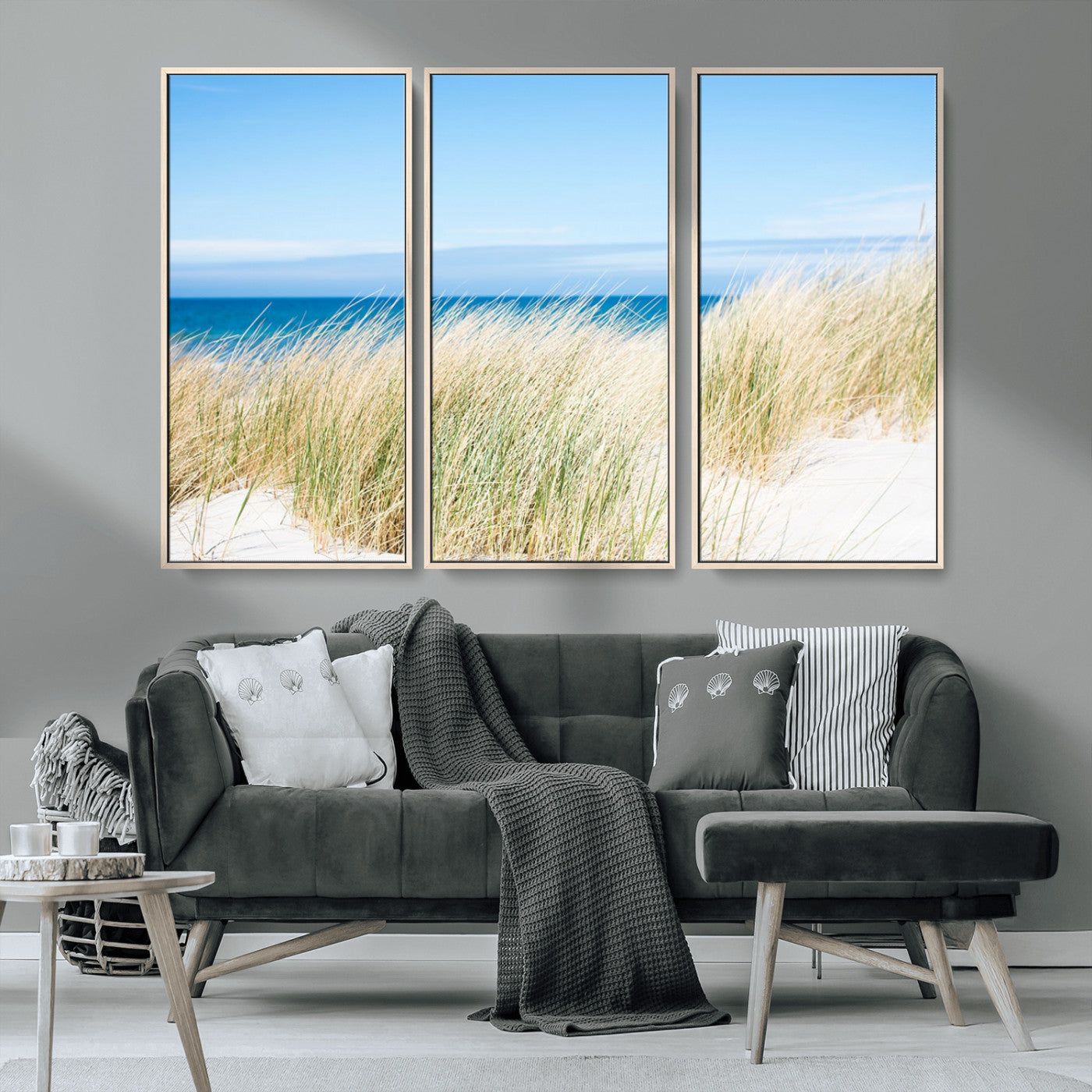 96913-MGV-CV-36X24-Coastal Dunes Wall Art – Serene Beach Grass and Blue Ocean Canvas Print, Relaxing Seaside Nature Decor for Living Room, Bedroom or