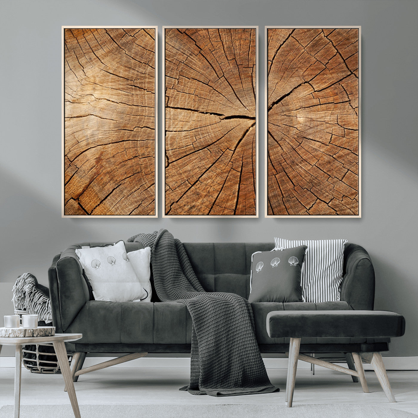 61710-MGV-CV-36X24-Tree Rings Wall Art – Rustic Wood Grain Canvas Print of Tree Trunk Cross Section, Nature Inspired Decor for Cabin, Office, Living