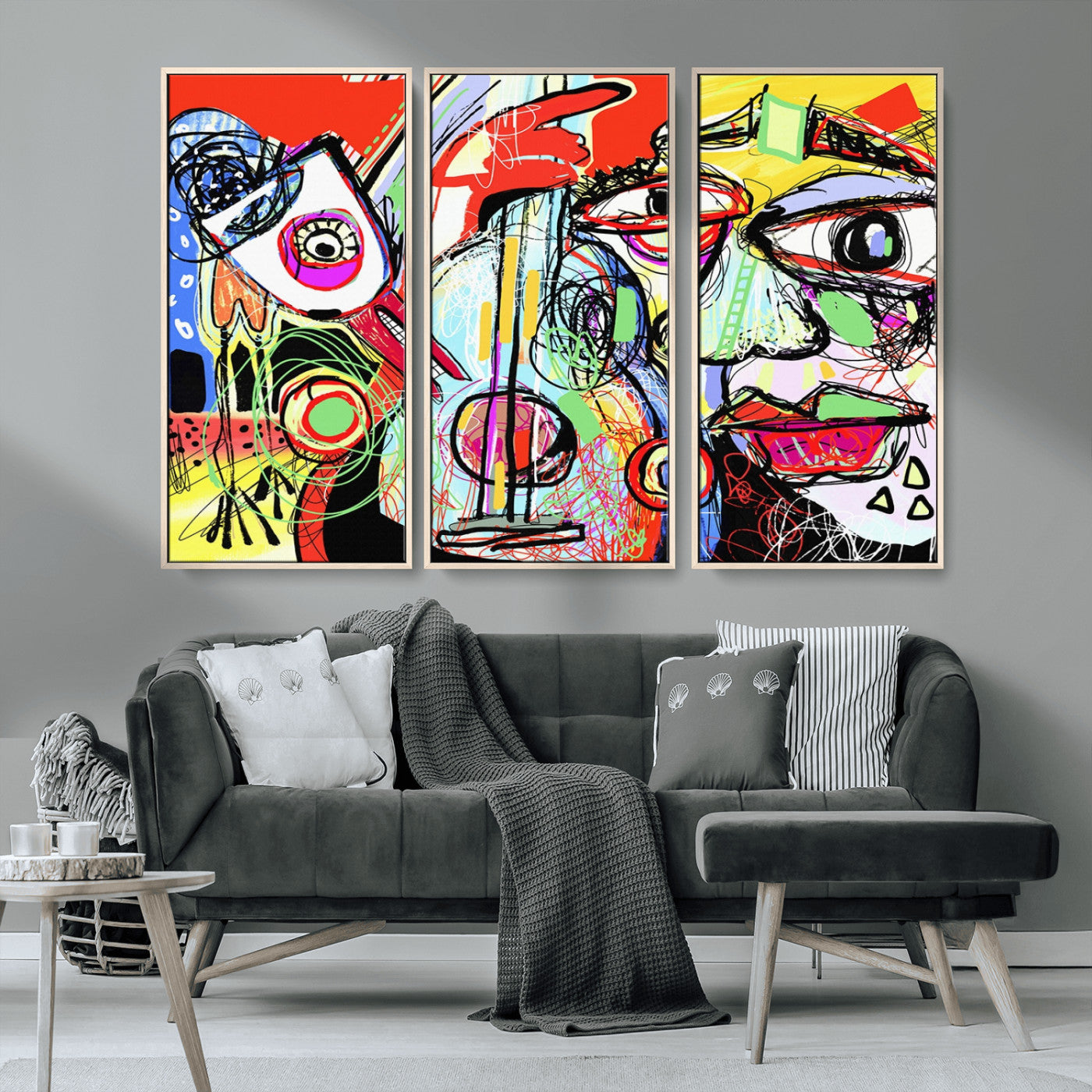 37796-MGV-CV-36X24-Picasso Style Wall Art Canvas Print, Framed Picasso Art Picture Print, Picasso Cubism Perfect Modern Abstract Decor Artwork