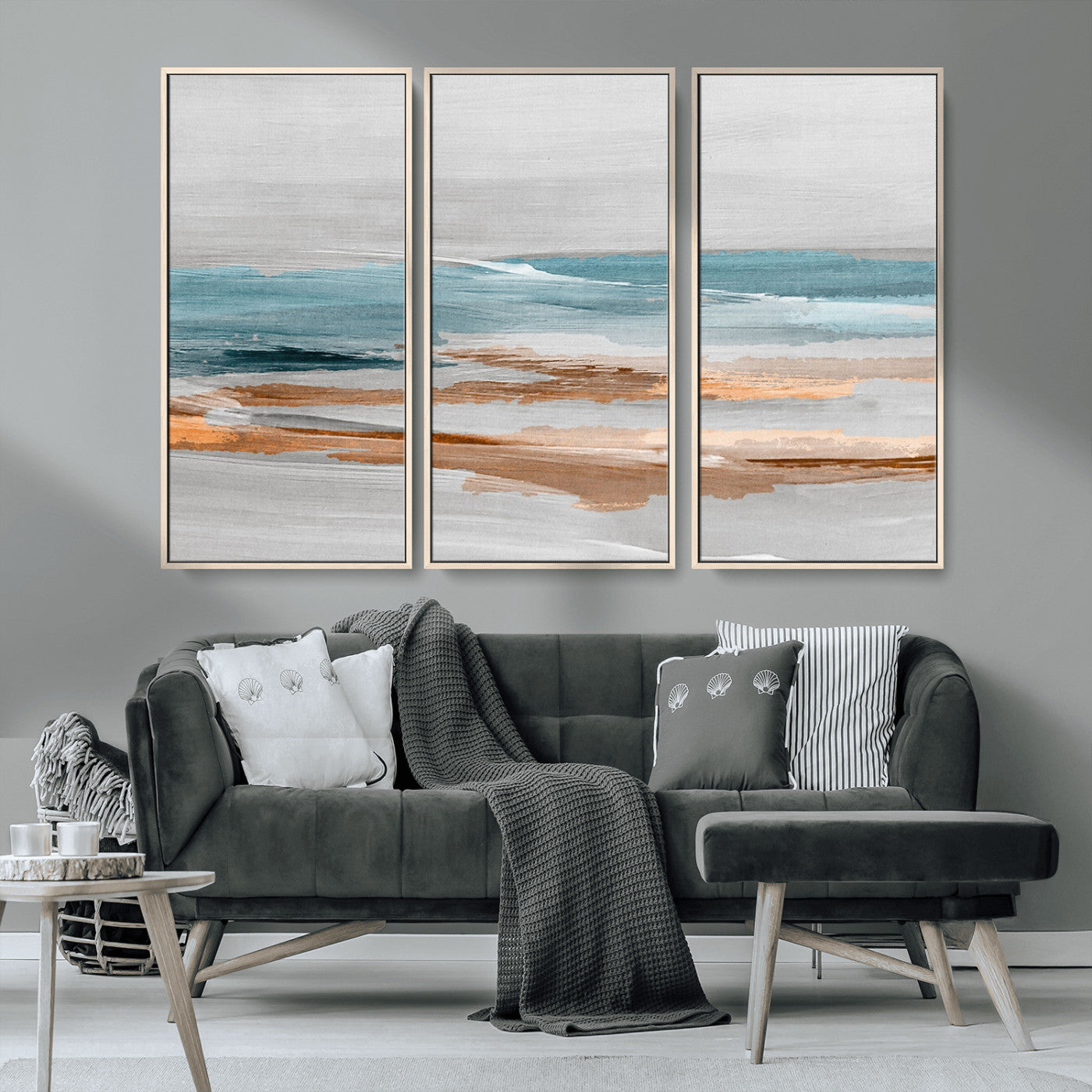 23430-MGV-CV-36X24-Abstract Coastal Wall Art – Modern Ocean Horizon Canvas Print, Minimalist Beach Scene Painting for Bedroom, Living Room, Office or