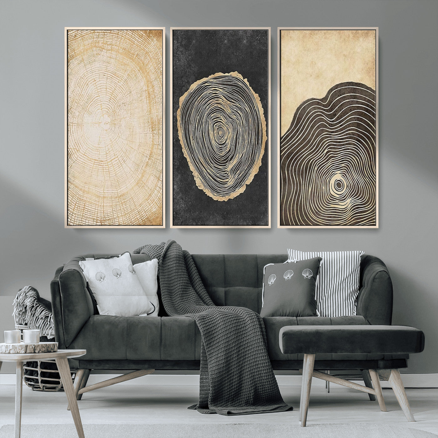77785-MGV-CV-36X24-Tree Ring Abstract Wall Art – Rustic Wood Growth Pattern Canvas Prints, Modern Nature-Inspired Decor for Living Room or Office