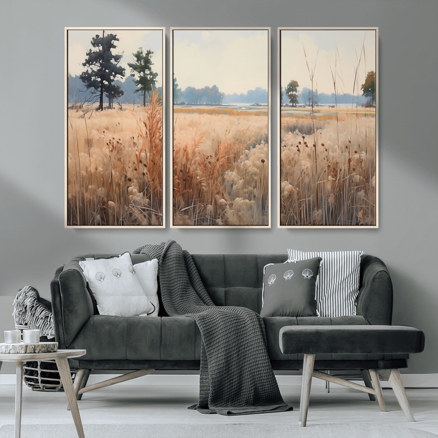 98822-MGV-CV-36X24-Autumn Meadow Wall Art – Tranquil Grassland Landscape Canvas Print, Rustic Country Decor for Living Room, Bedroom or Farmhouse