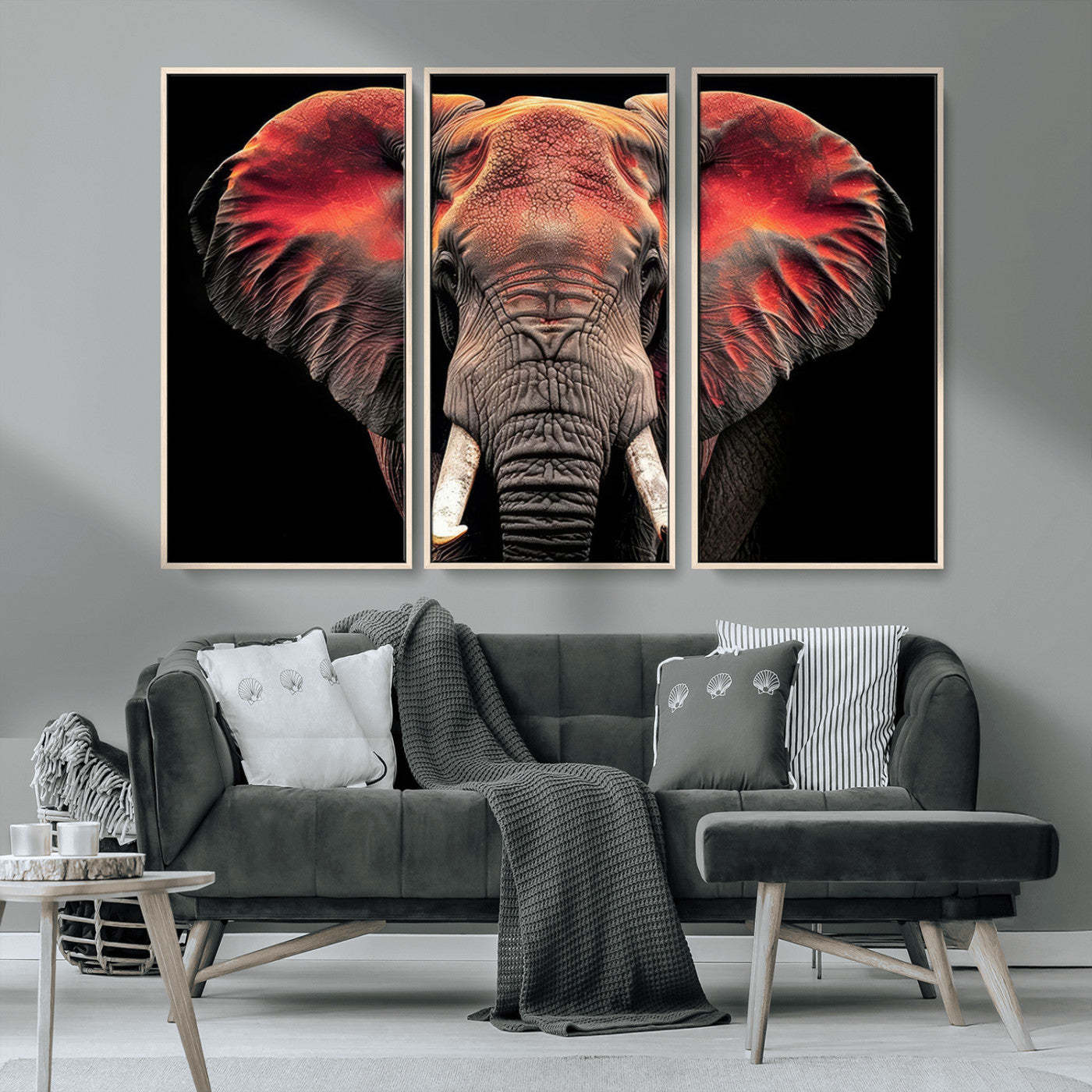 54719-MGV-FC-48X32-3P_Natural-Elephant Wall Art – Majestic African Elephant Canvas Print, Wildlife Safari Animal Decor for Living Room, Bedroom, Office or Man