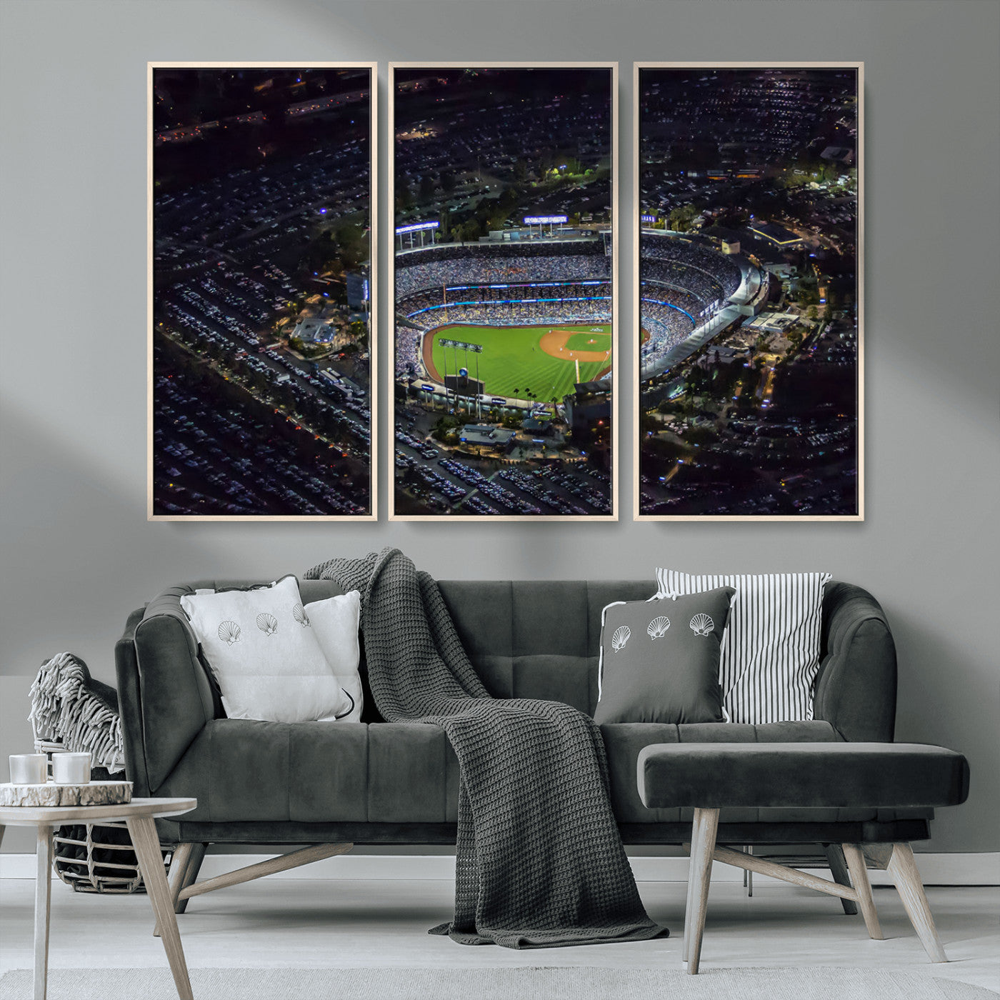 16515-MGV-CV-36X24-Dodgers Stadium Wall Art Canvas Print, Framed Baseball Stadium Art Picture Print, Dodgers Field Perfect Sport Room Decor Artwork