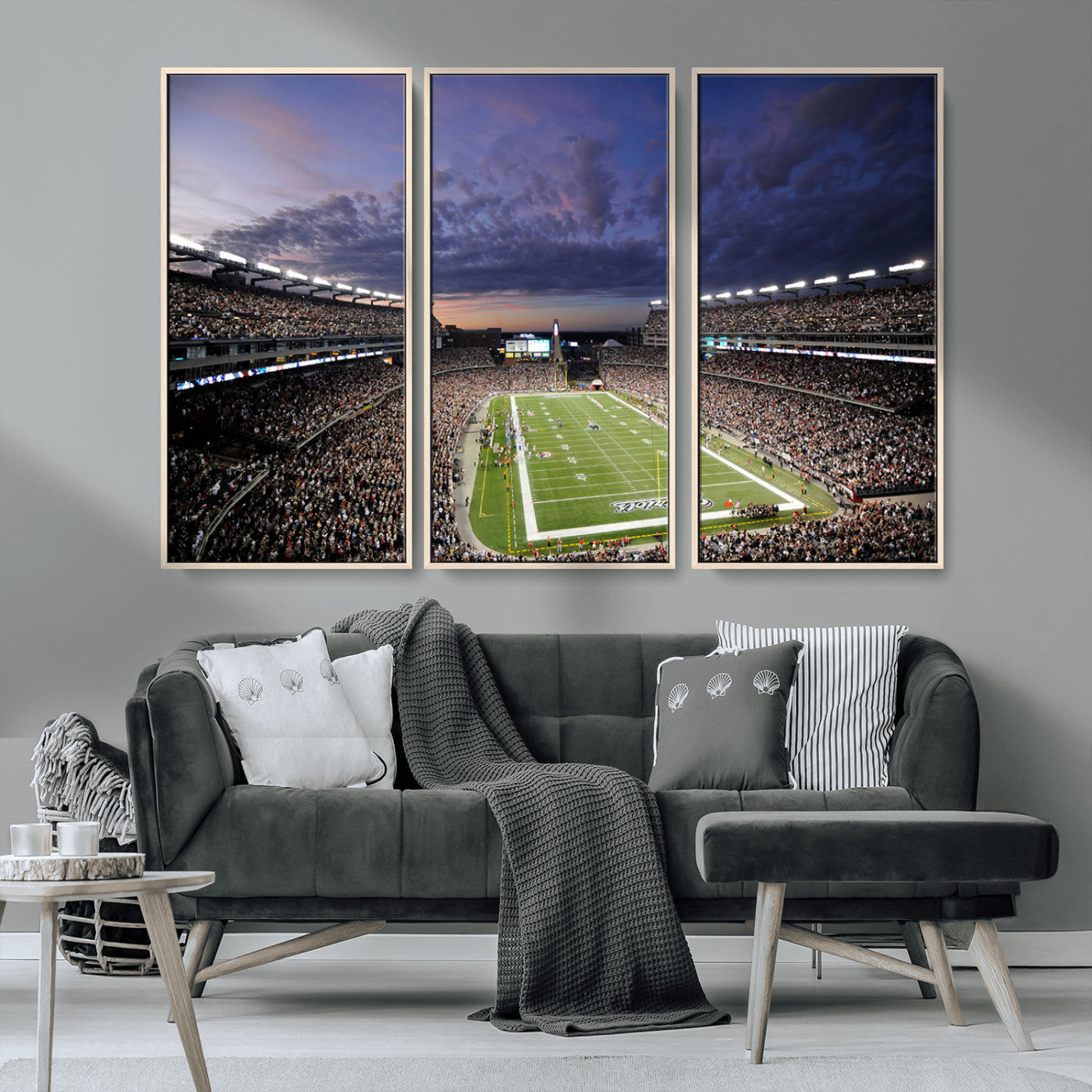 52712-MGV-CV-36X24-Gillette Stadium Field Wall Art Canvas Print, Framed Massachusetts Stadium Art Picture Print, Gillette Stadium Perfect Sport Room