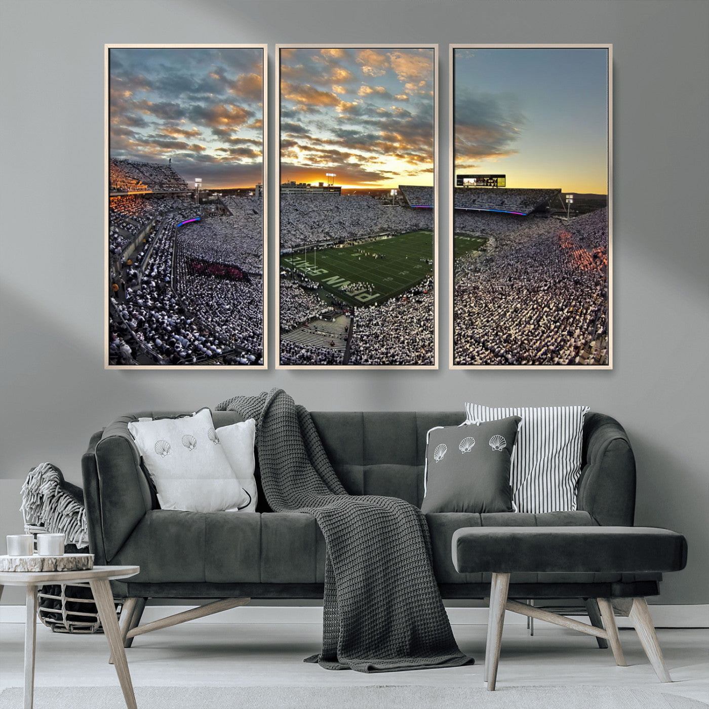 38807-MGV-CV-36X24-Beaver Stadium Wall Art Canvas Print, Framed Beaver Stadium Field Art Picture Print, Football Stadium Perfect Sport Room Decor