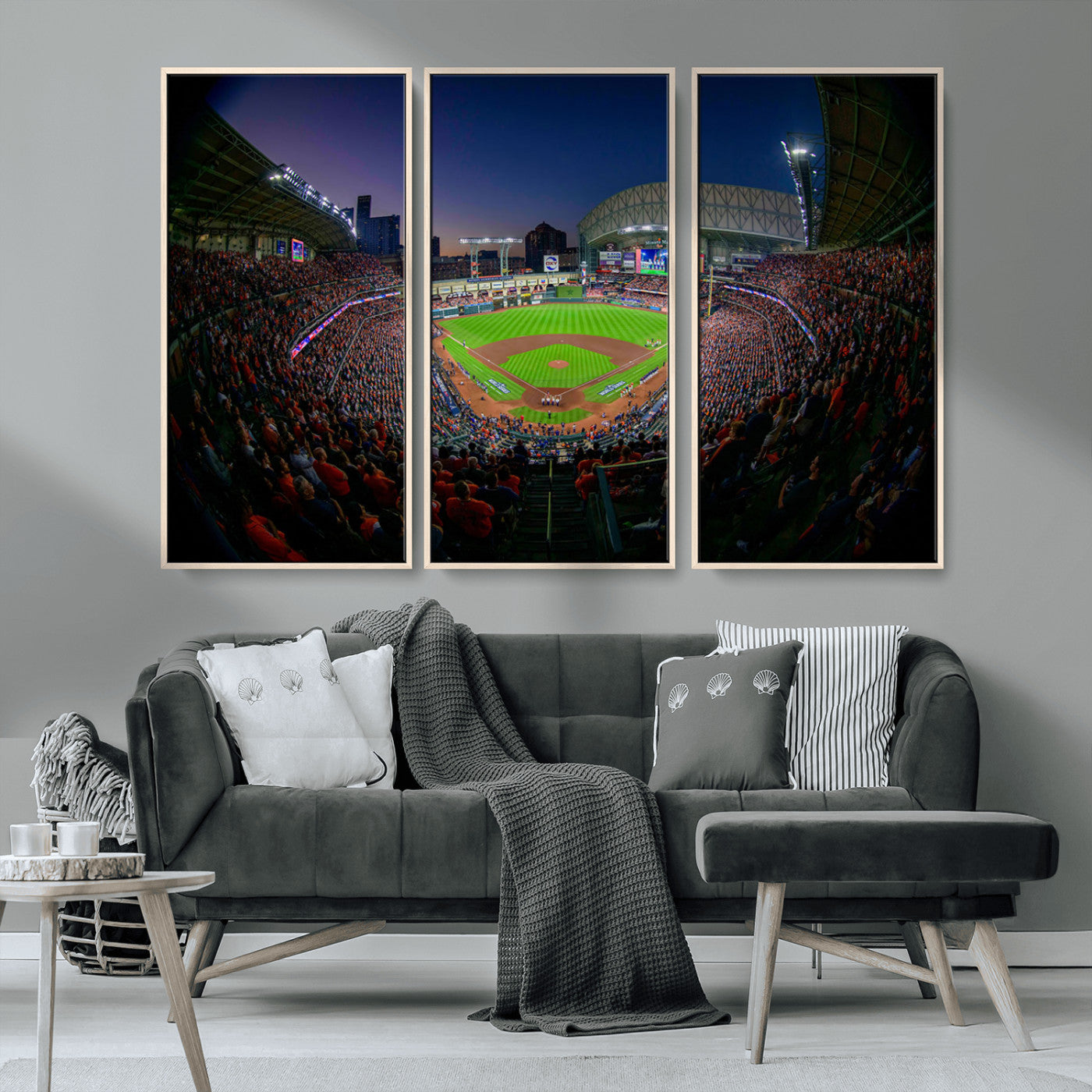 44322-MGV-CV-36X24-Minute Maid Park Wall Art Canvas Print, Framed Houston Astros Stadium Art Picture Print, Houston Astros Field Perfect Sports Room