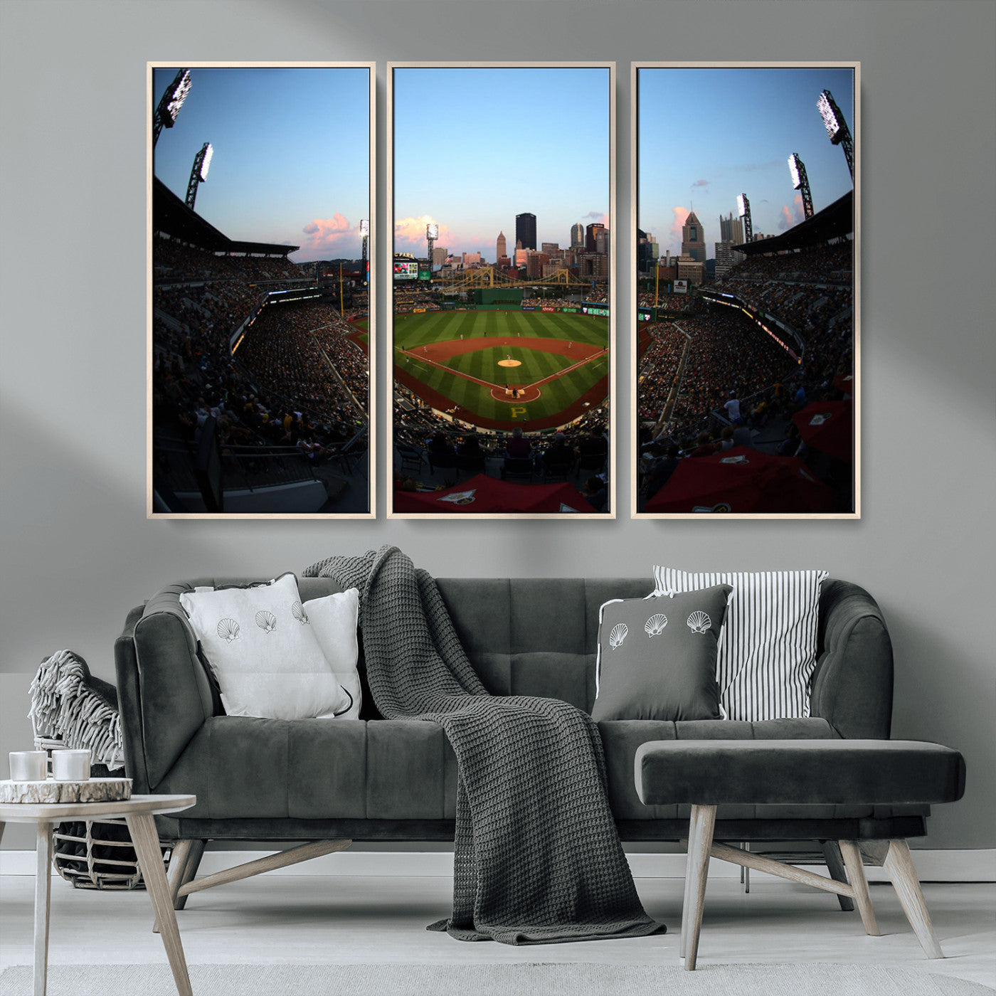 67670-MGV-CV-36X24-PNC Park Stadium Wall Art Canvas Print, Framed Pittsburgh Pirates Stadium Art Picture Print, PNC Park Field Perfect Sport Room