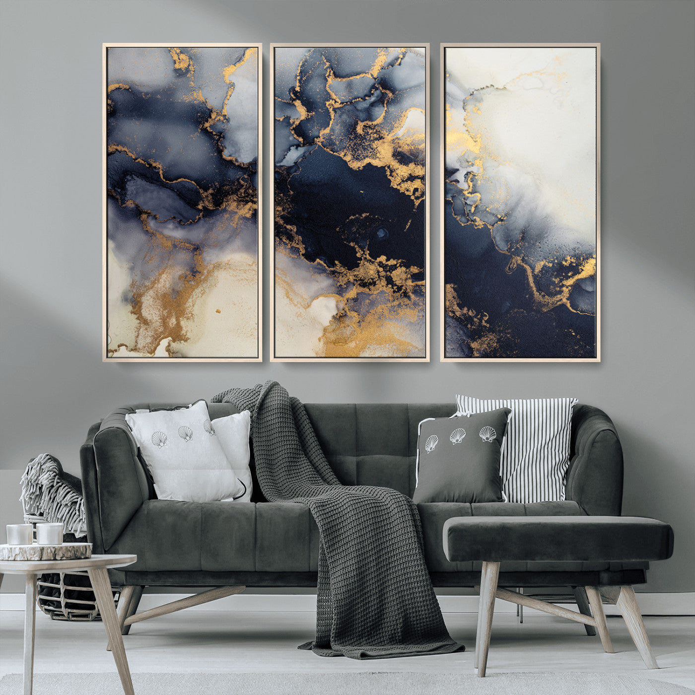 41136487-MGV-CV-36X24-Black Marble Wall Art Canvas Print, Framed Gold Veins Art Picture Print, Abstract Texture Perfect Moody Luxe Decor Artwork