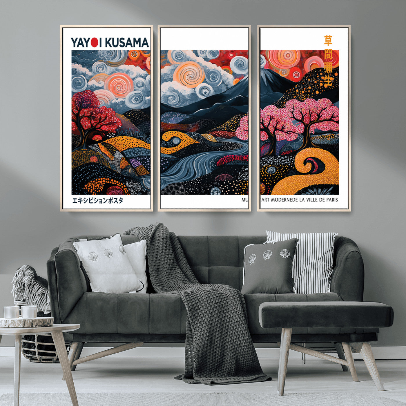43879290-MGV-CV-36X24-Japanese Abstract Wall Art – Mount Fuji Cherry Blossom Canvas Print, Modern Asian Inspired Landscape Decor for Living Room,