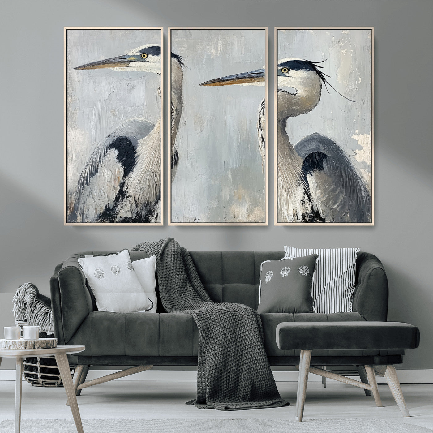 19427826-MGV-CV-36X24-Bird Canvas Decor Wall Art Canvas Print, Framed Coastal Bird Pair Art Picture Print, Minimalist Wildlife Wall Perfect Coastal