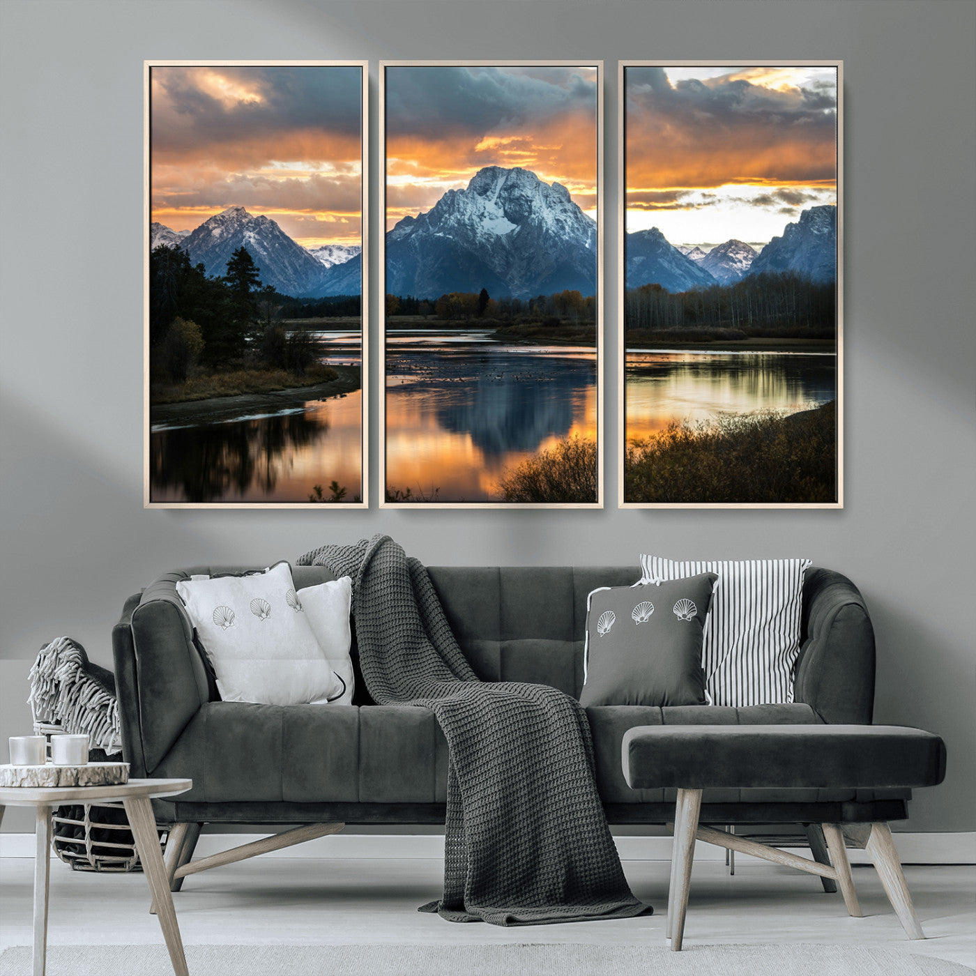 14130176-MGV-CV-36X24-Mountain Sunset Wall Art Canvas Print, Framed Alpine Wilderness Art Picture Print, Golden Hour Perfect Rustic Wilderness Decor