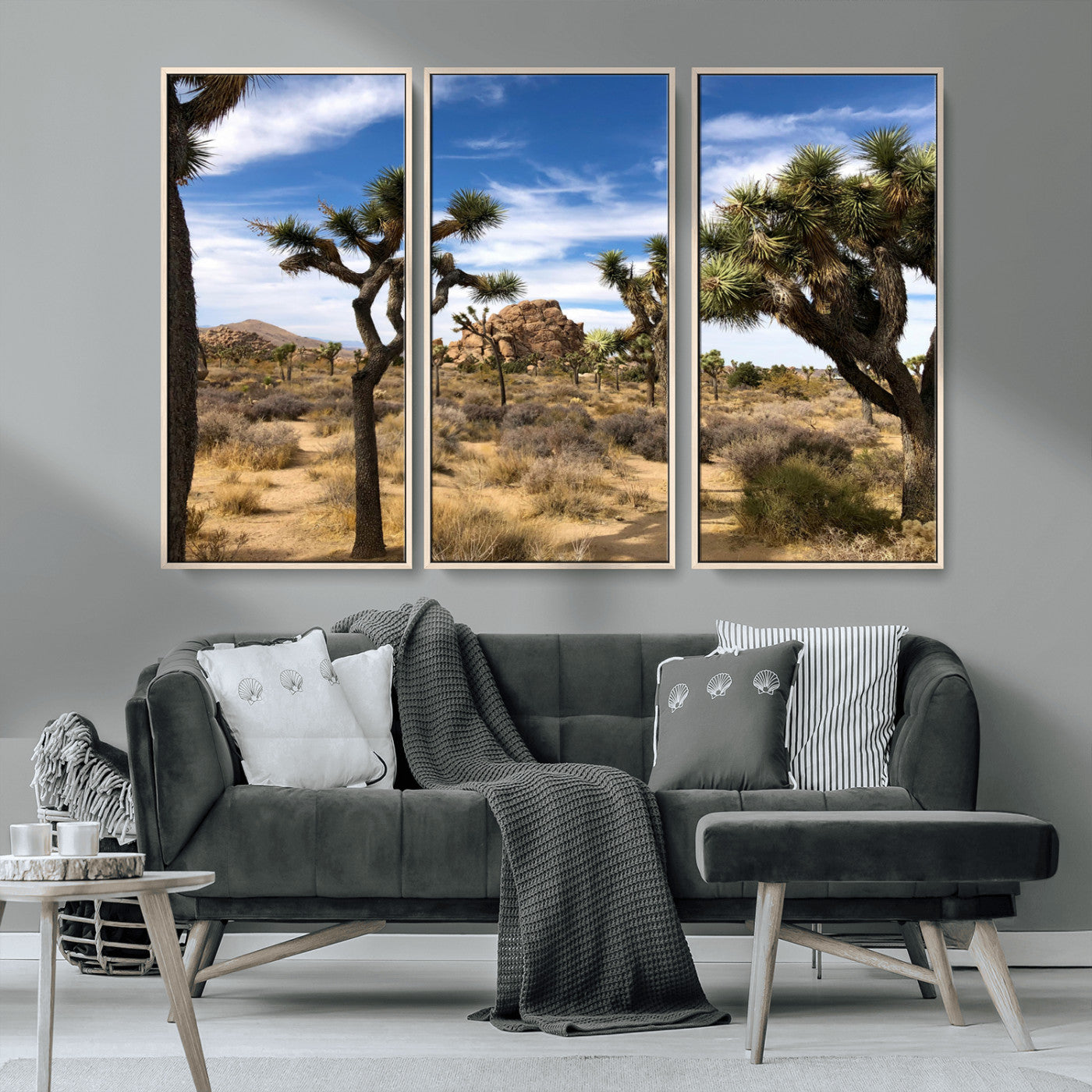 25722592-MGV-CV-36X24-Joshua Tree Desert Wall Art Canvas Print, Framed Southwestern Nature Art Picture Print, Rustic Earth Tones Perfect Southwestern