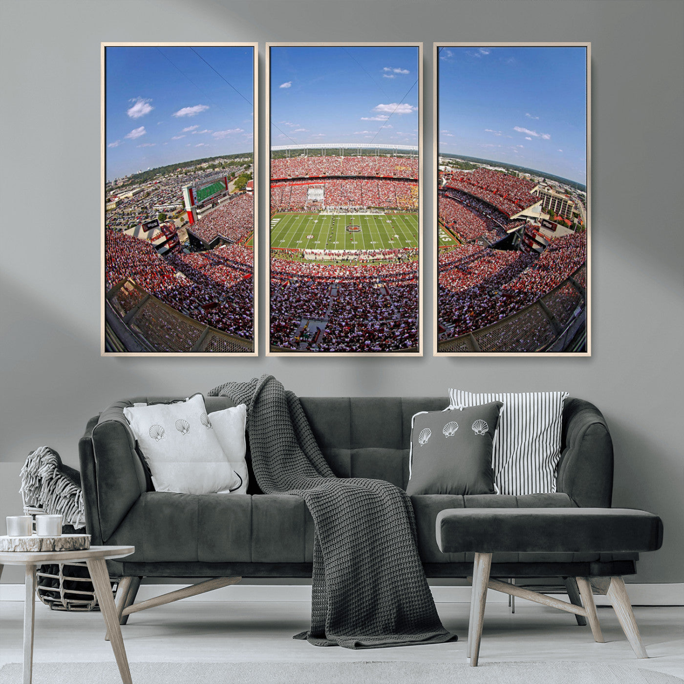 29492070-MGV-CV-36X24-Stadium Wall Art – Panoramic College Football Canvas Print, Game Day Crowd and Field Scene, Sports Photography Decor for Office,