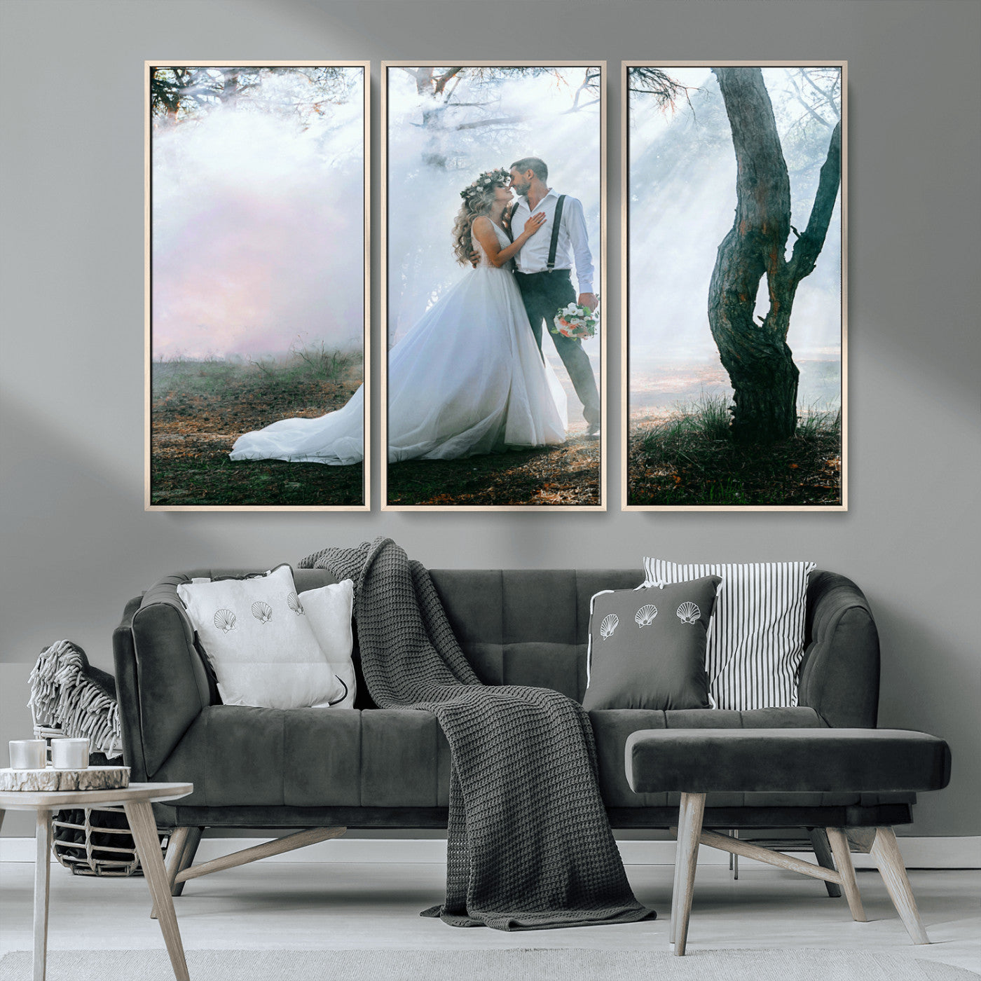 CSTM913-MGV-CV-36X24-Framed Wedding Canvas Print - Custom Wall Art Keepsake for Couples, Elegant Home Decoration Gift, Create Your Own Photo Canvas