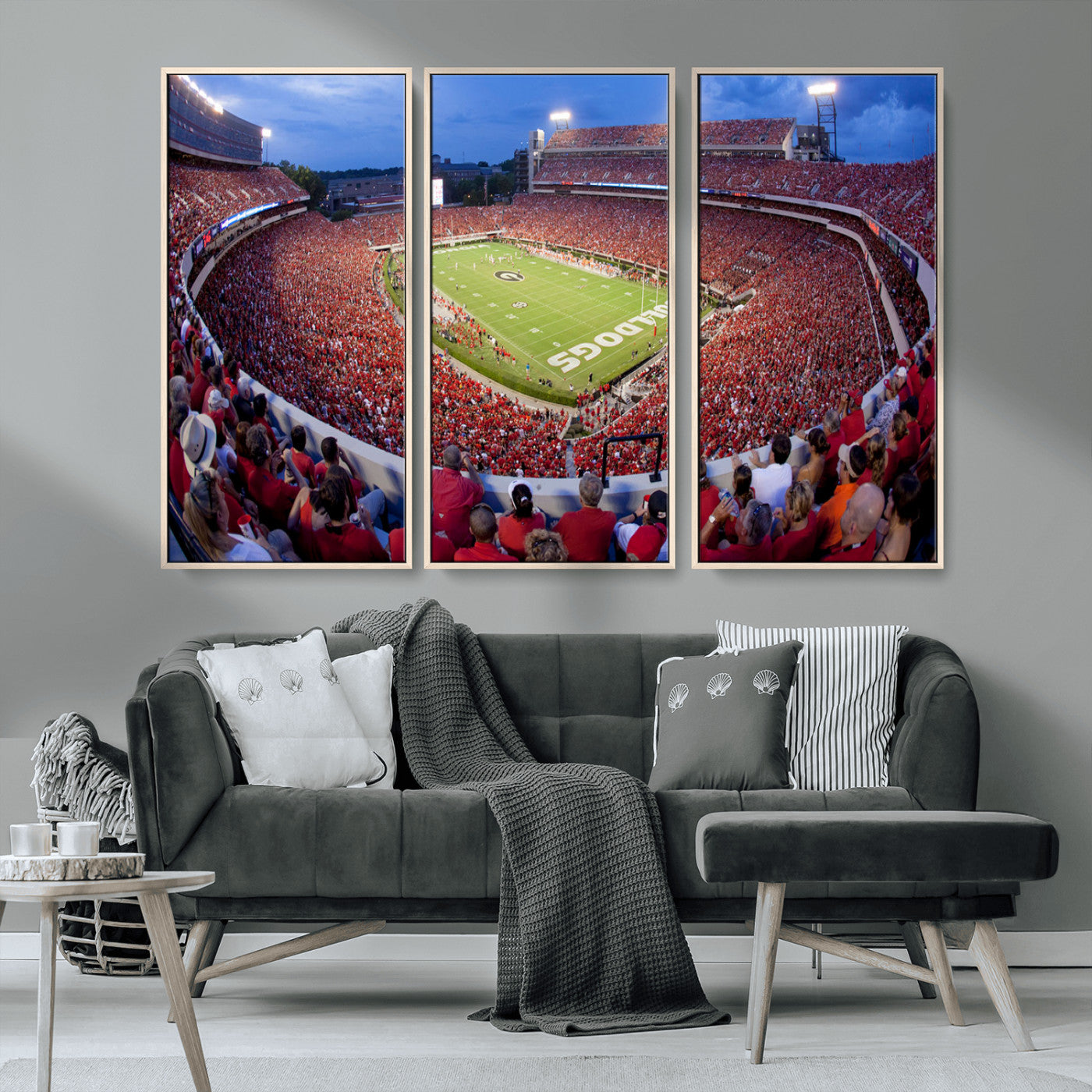 10244378-MGV-CV-36X24-Sanford Stadium Wall Art – Georgia Bulldogs Football Panoramic Evening Canvas Print, College Game Day Decor for Man Cave, Bar, or
