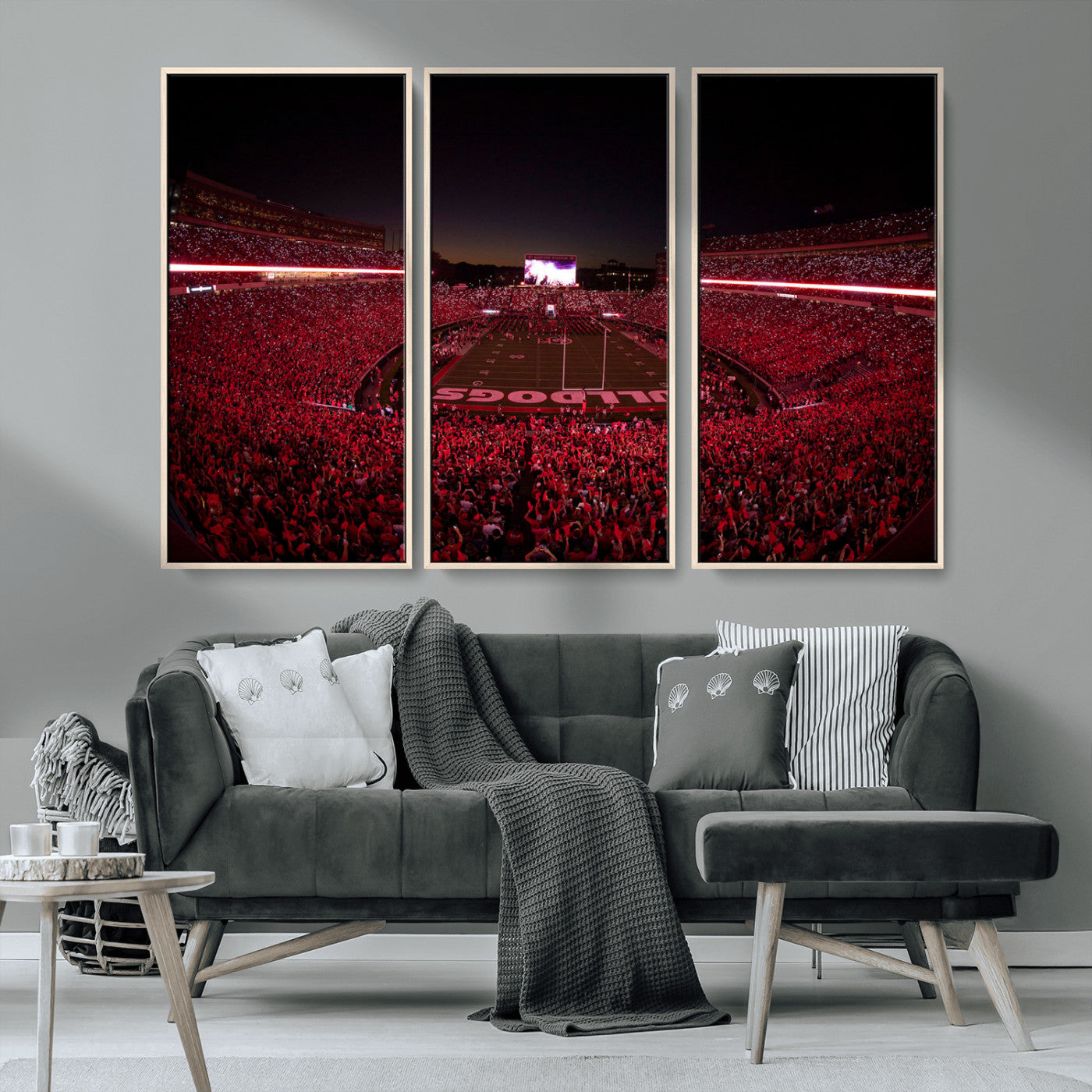 38331045-MGV-CV-36X24-Sanford Stadium Wall Art – Georgia Bulldogs Football Red Night Game Canvas Print, Electric College Sports Decor for Man Cave or