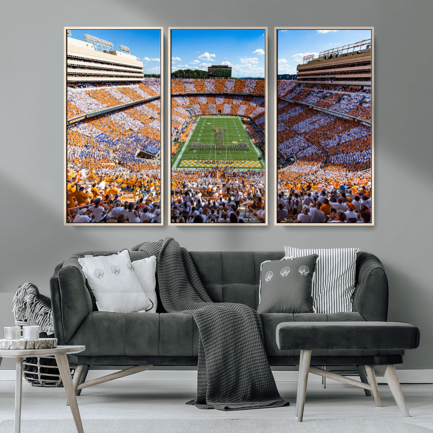 64238859-MGV-CV-36X24-Neyland Stadium Wall Art – Tennessee Volunteers Checkerboard Game Day Canvas Print, College Football Panorama Decor for Man Cave