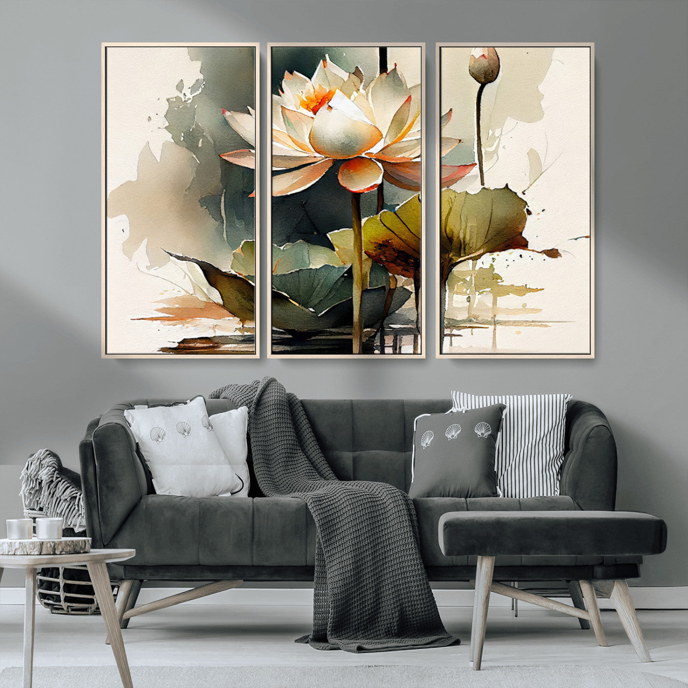 46359-MGV-CV-36X24-Lotus Blossom Wall Art Canvas Print, Framed Water Lily Art Picture Print, Zen Flower Perfect Zen Botanical Decor Artwork
