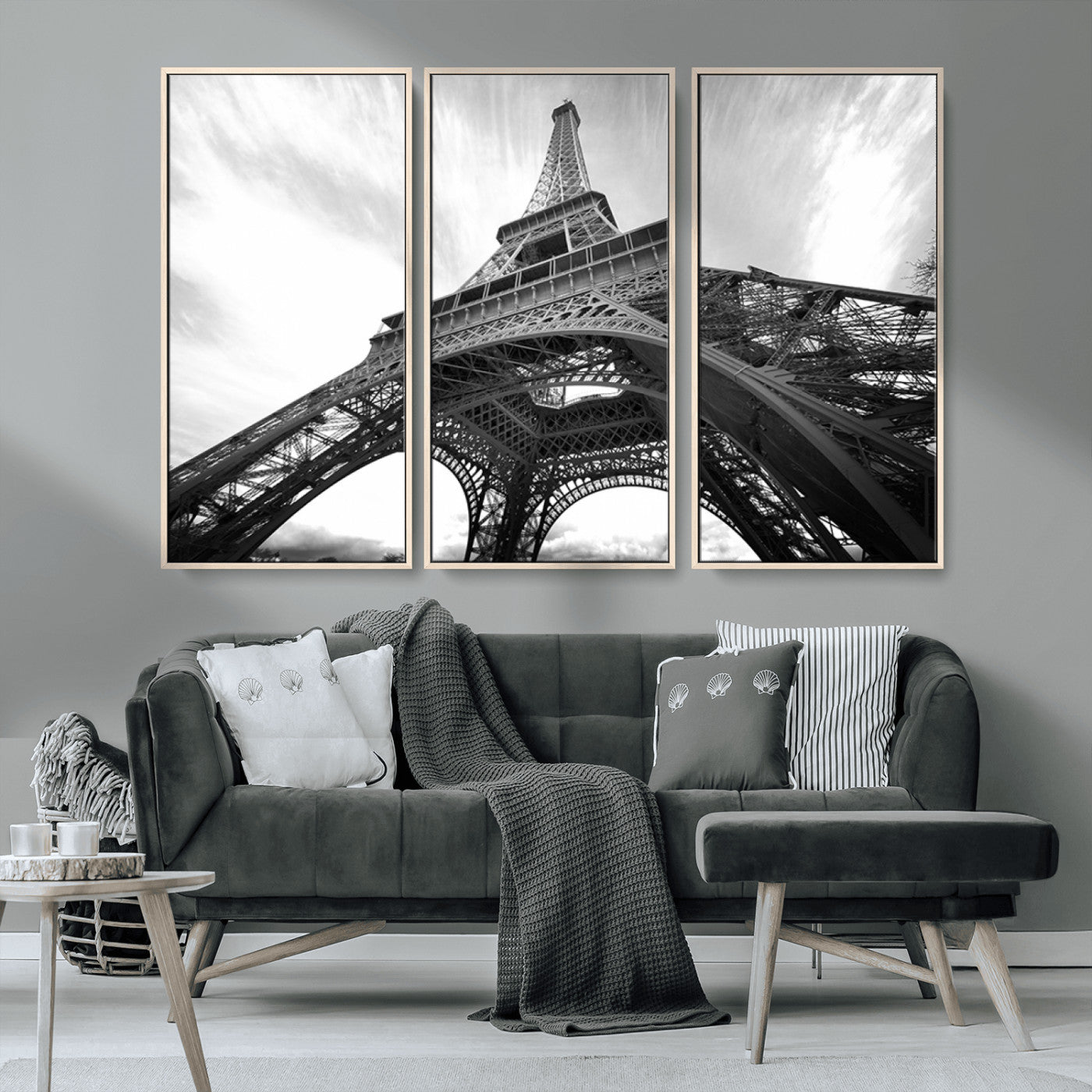 40006-MGV-CV-36X24-Eiffel Tower Wall Art – Black and White Architectural Photo Print, Paris Inspired Decor for Bedroom, Office, Studio or Modern