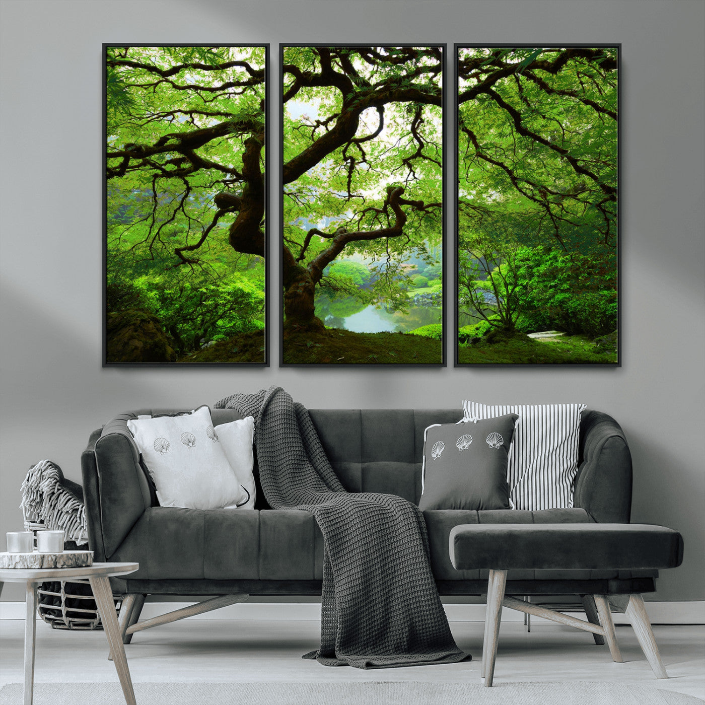 18094-MGV-CV-36X24-Emerald Canopy Wall Art – Panoramic Lush Green Tree Canvas Print, Serene Nature Decor for Office, Living Room or Meditation Space