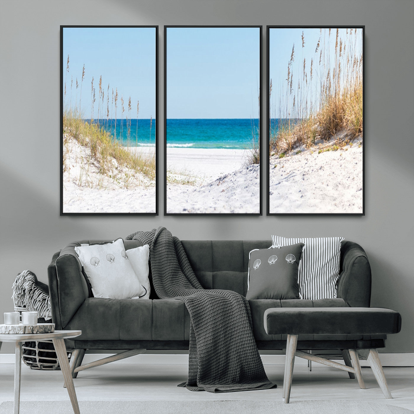 58498-MGV-CV-36X24-White Sandy Beach Wall Art – Panoramic Coastal Canvas Print, Ocean View Decor for Living Room, Bedroom, Office, Relaxing Seaside