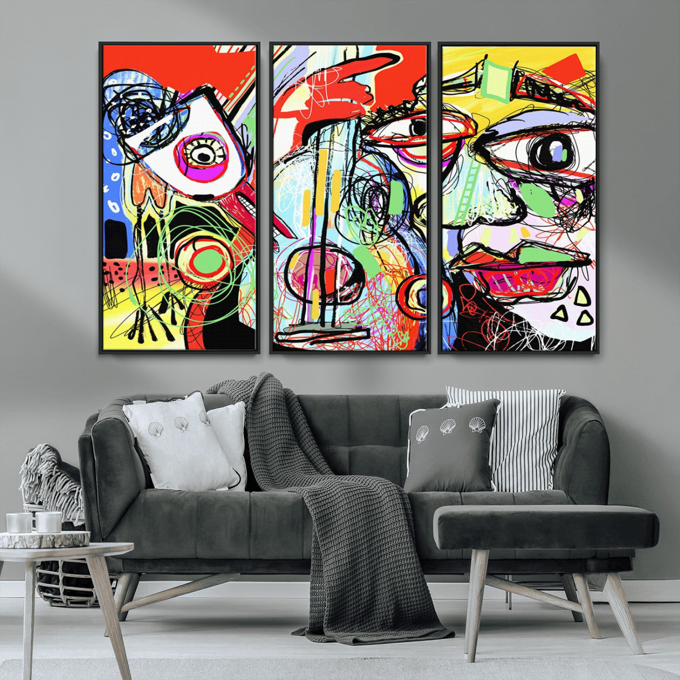 37796-MGV-CV-36X24-Picasso Style Wall Art Canvas Print, Framed Picasso Art Picture Print, Picasso Cubism Perfect Modern Abstract Decor Artwork