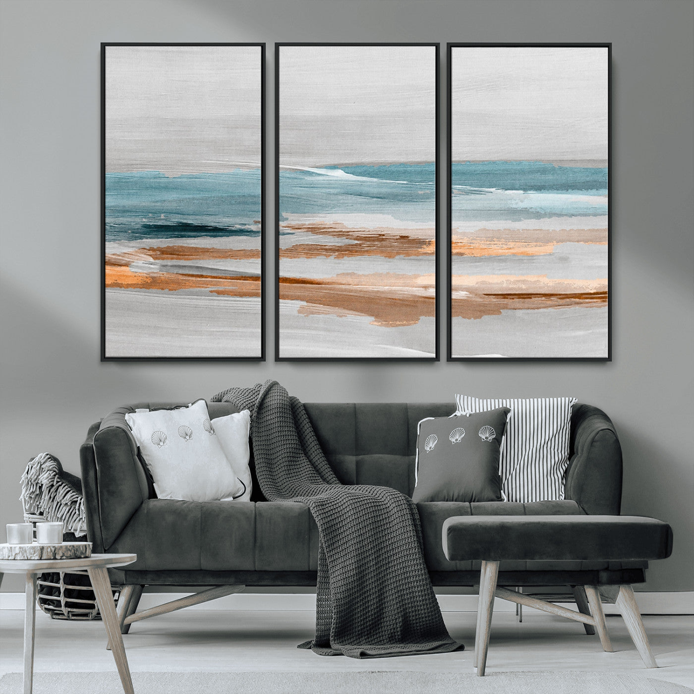23430-MGV-CV-36X24-Abstract Coastal Wall Art – Modern Ocean Horizon Canvas Print, Minimalist Beach Scene Painting for Bedroom, Living Room, Office or