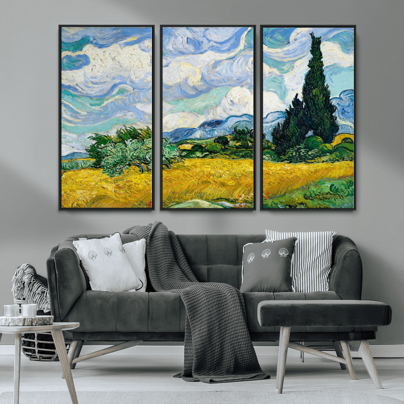 97252-MGV-CV-36X24-Wheat Field with Cypress – Van Gogh Wall Art, Impressionist Landscape Canvas Print, Rustic Home Decor for Living Room or Office