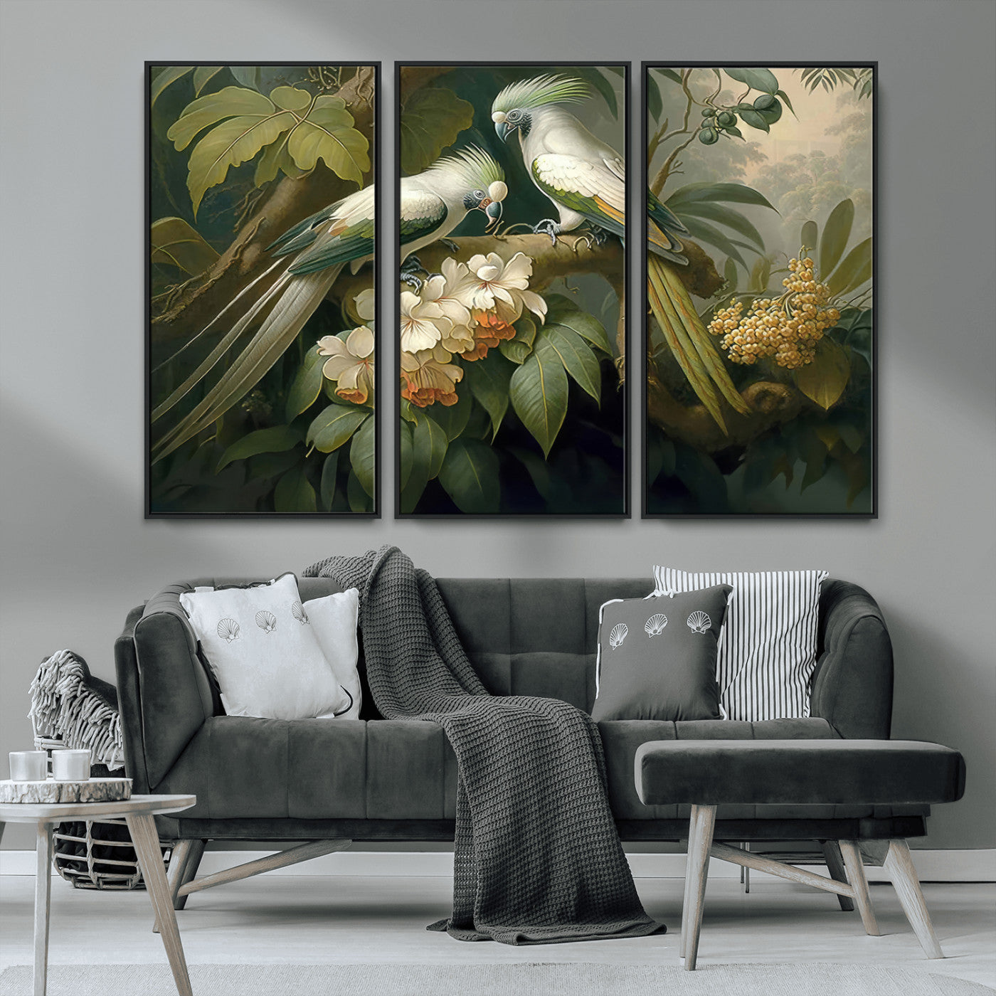 84047-MGV-CV-36X24-Tropical Birds Wall Art – Elegant Botanical Canvas Print, Exotic Nature Decor for Living Room, Bedroom or Office