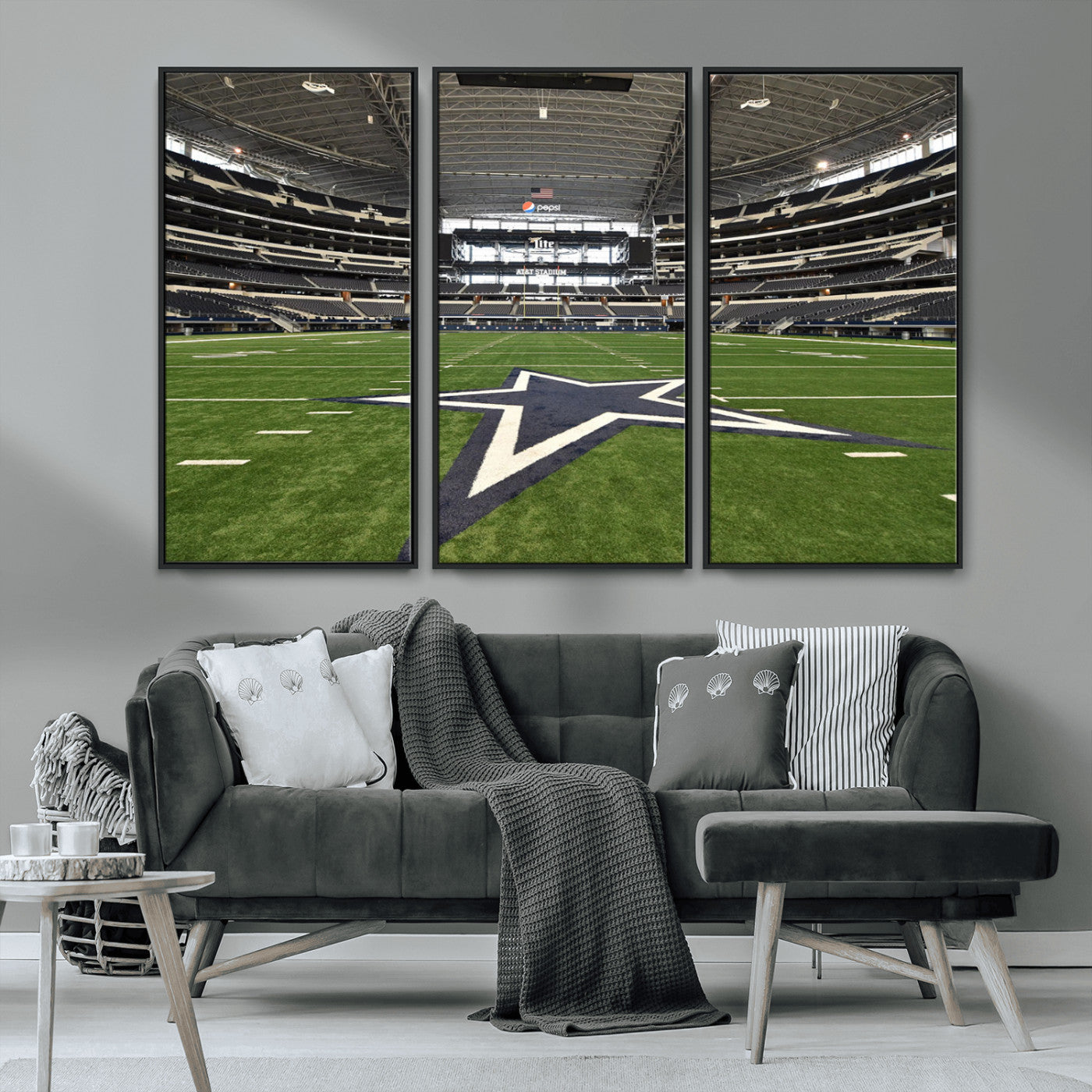 14834-MGV-CV-36X24-Dallas Att Stadium Wall Art Canvas Print, Framed Texas NFL Stadium Art Picture Print, American Football Stadium Perfect Sports