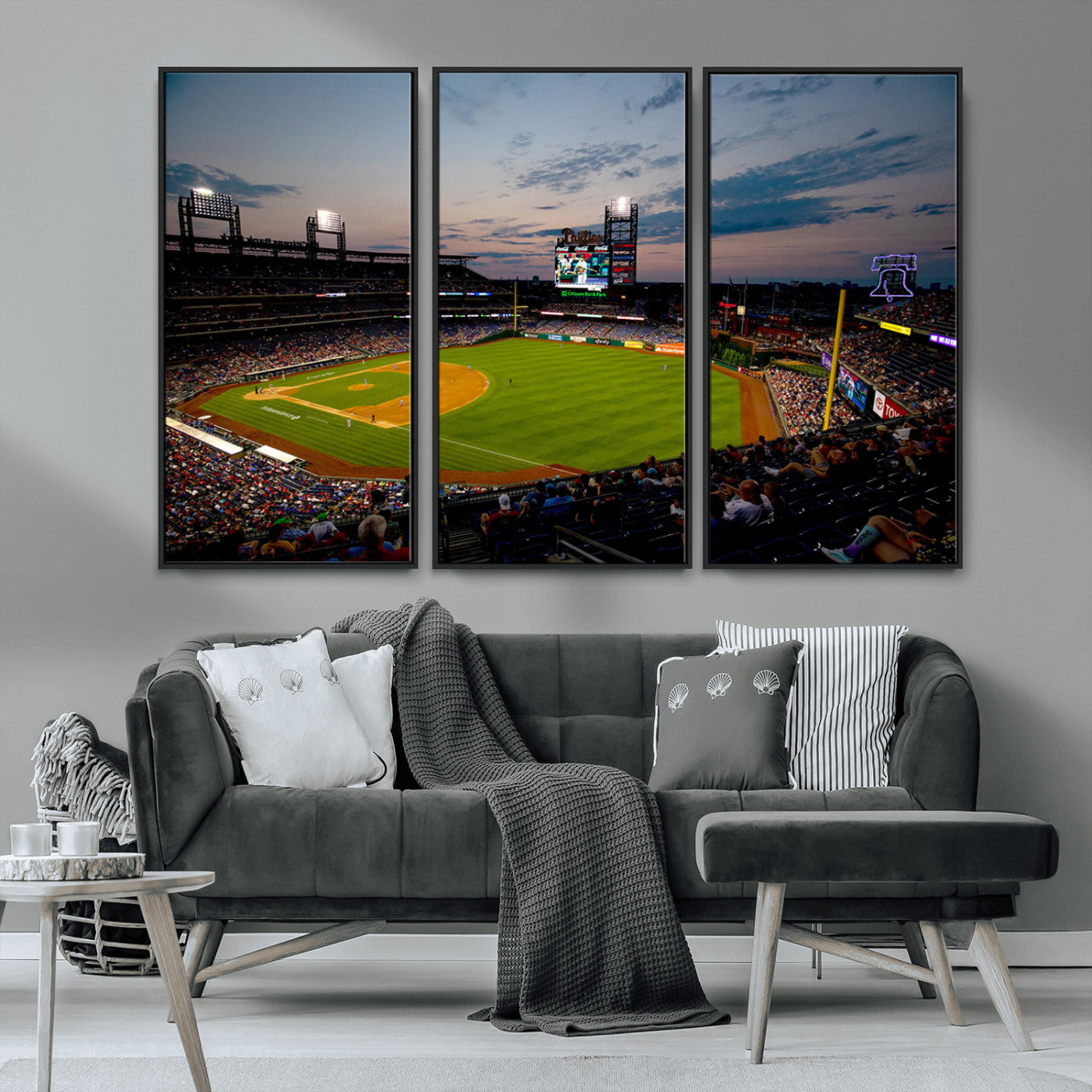 17415-MGV-CV-36X24-Philadelphia Phillies Stadium Wall Art Canvas Print, Framed Citizens Bank Park Art Picture Print, Phillies Stadium Field Perfect
