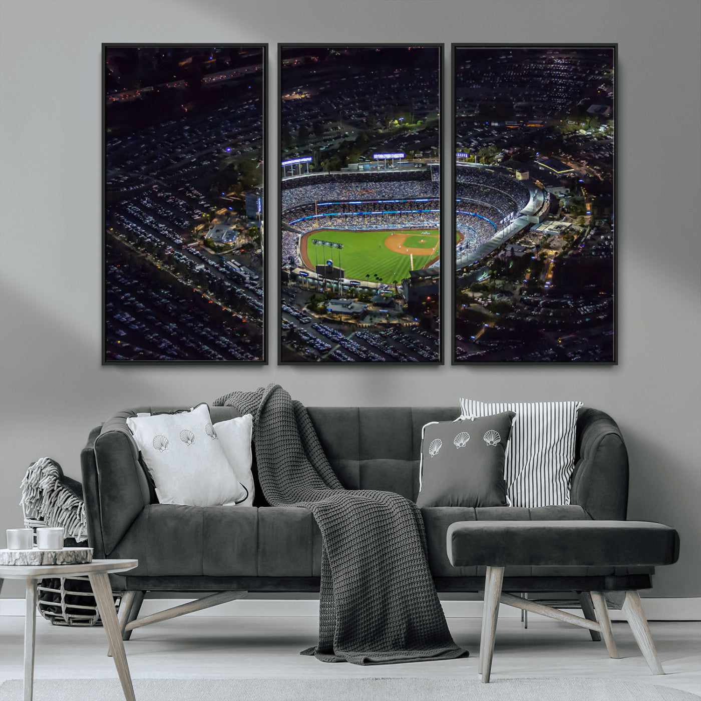 16515-MGV-CV-36X24-Dodgers Stadium Wall Art Canvas Print, Framed Baseball Stadium Art Picture Print, Dodgers Field Perfect Sport Room Decor Artwork