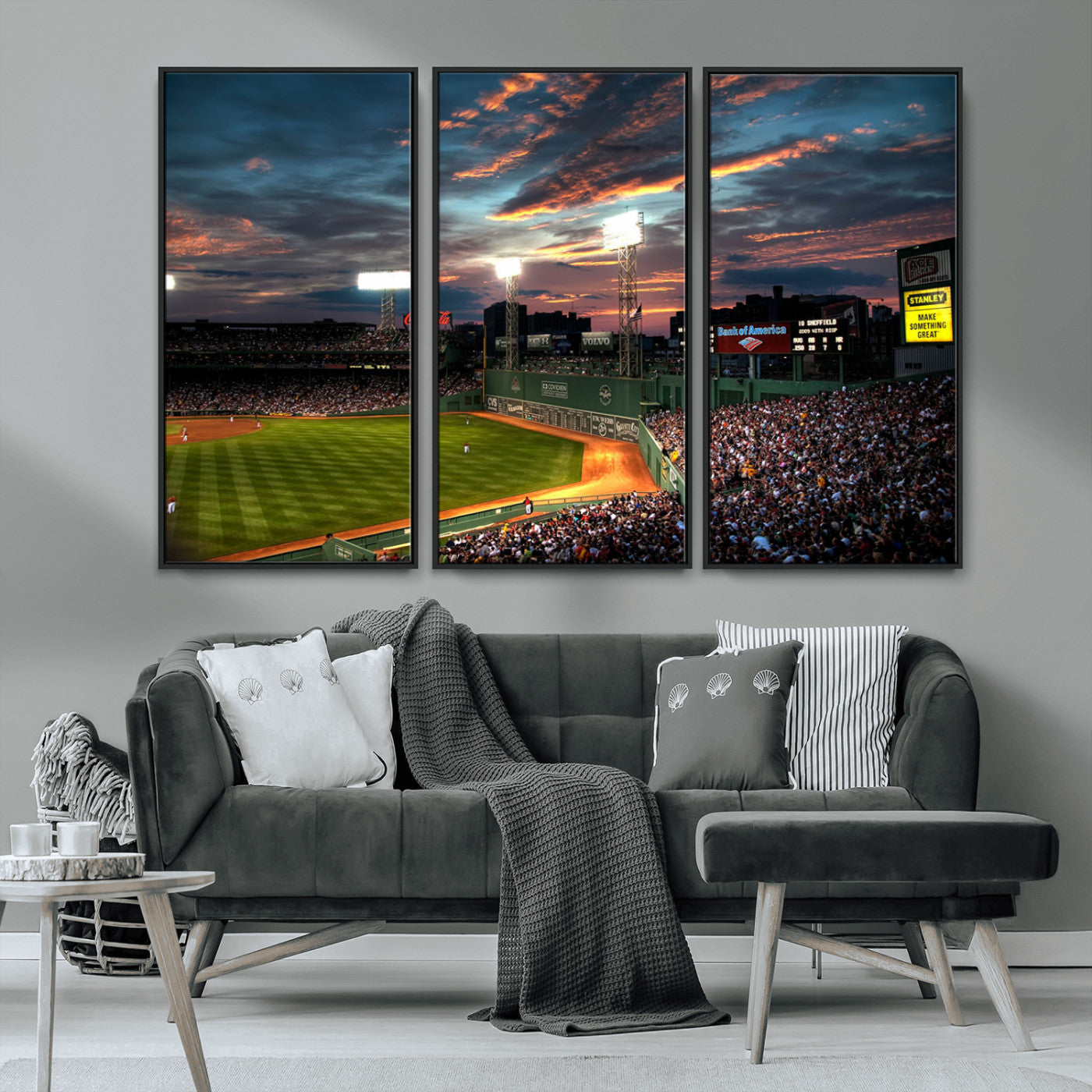66781-MGV-CV-36X24-Baseball Stadium Wall Art – Canvas Print Evening Game Field Packed Crowd Sunset Sky Sports Photography, Dynamic Decor for Game