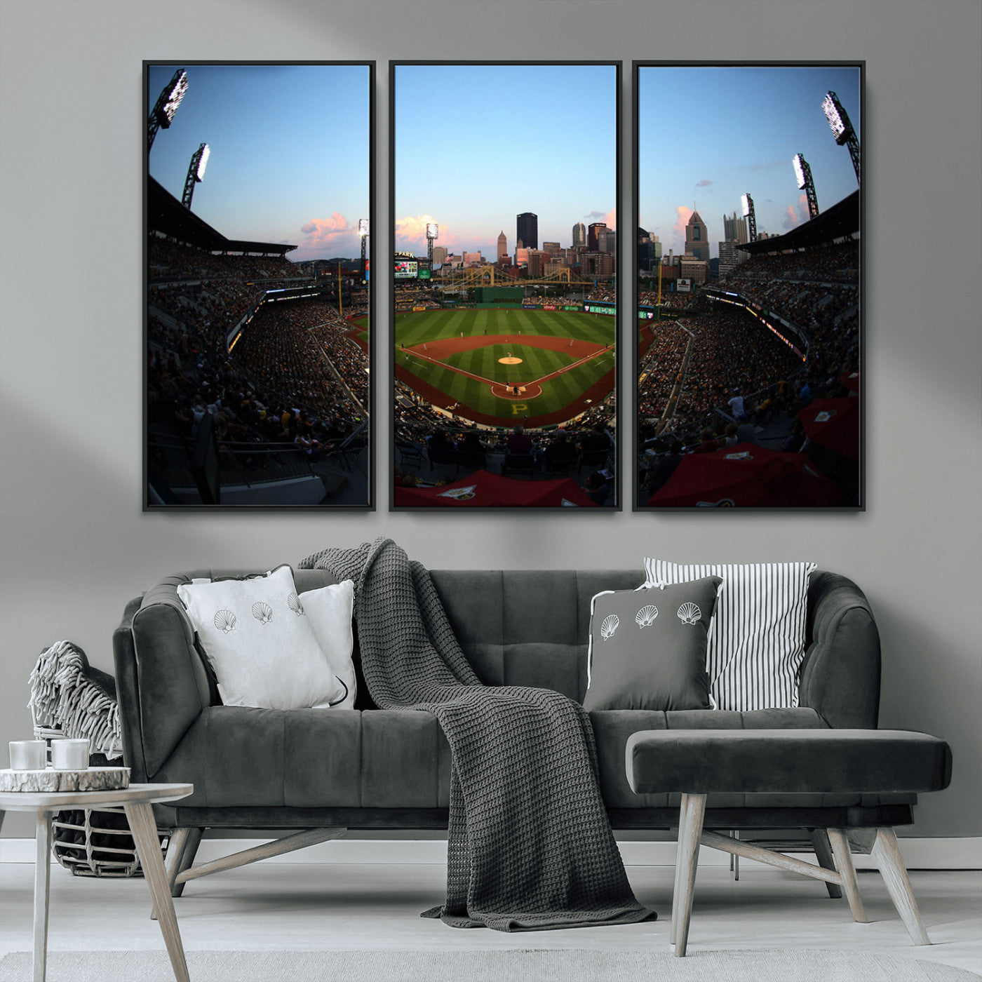 67670-MGV-CV-36X24-PNC Park Stadium Wall Art Canvas Print, Framed Pittsburgh Pirates Stadium Art Picture Print, PNC Park Field Perfect Sport Room