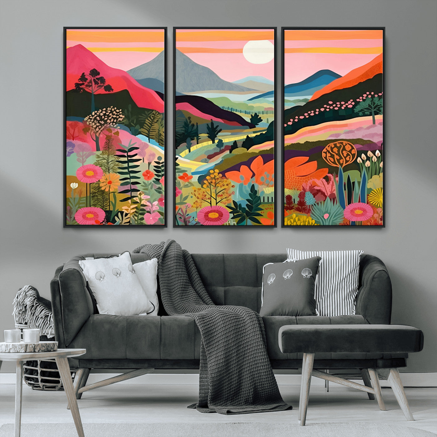 61376-MGV-CV-36X24-Floral Valley Wall Art – Panoramic Mountain Landscape Canvas Print, Vibrant Nature Decor for Living Room, Office, or Bedroom