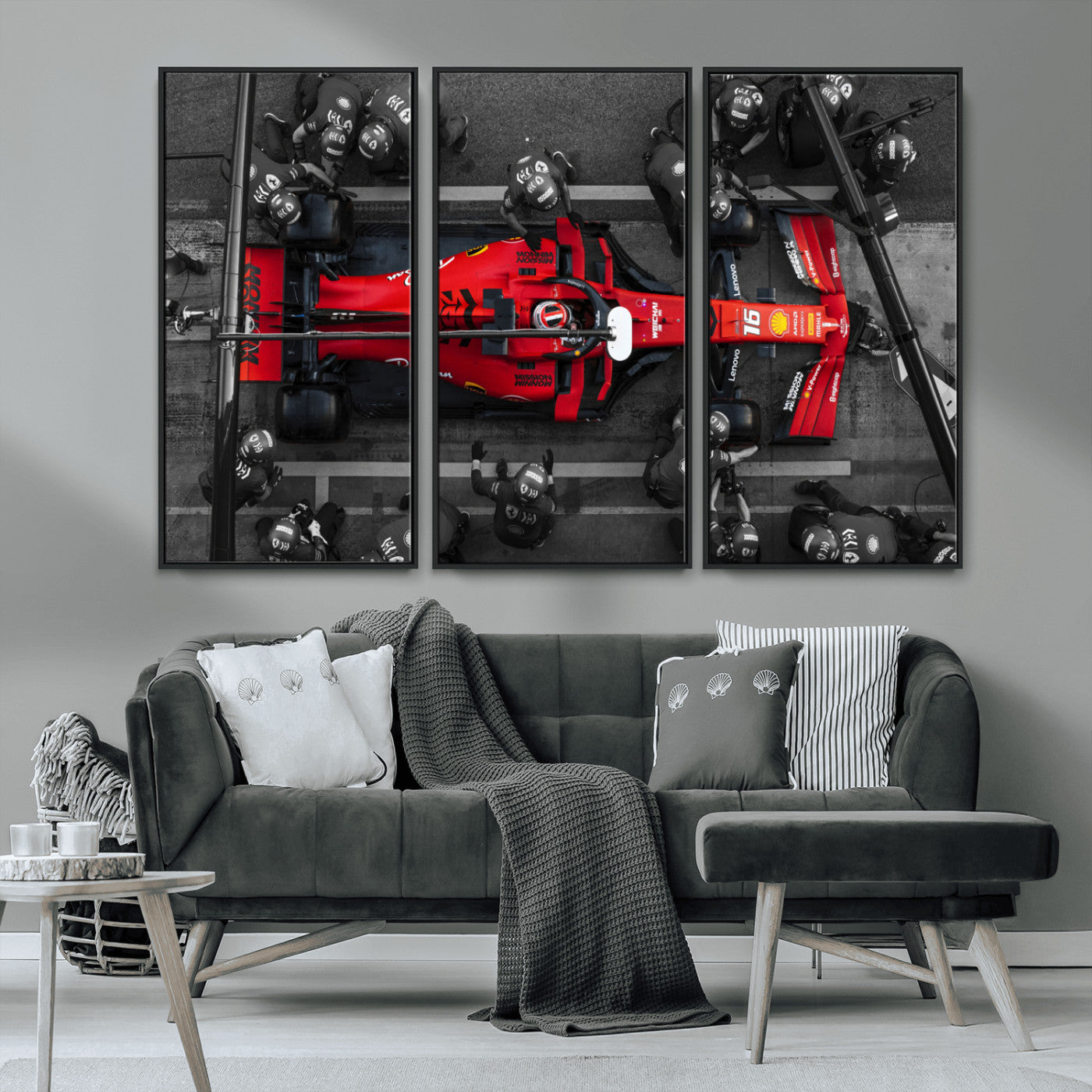 99356-MGV-CV-36X24-Ferrari Pit Stop Wall Art – Formula 1 Racing Car Canvas Print, Red Speed Machine Motorsport Decor for Office, Garage, Man Cave or