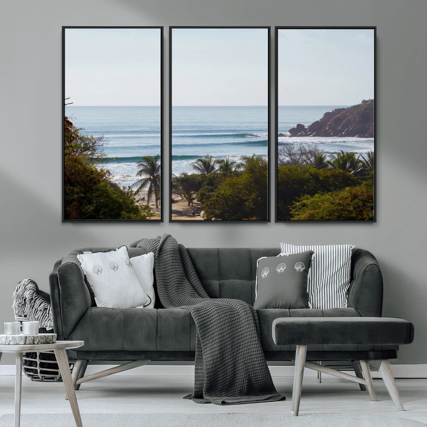 88336640-MGV-CV-36X24-Tropical Beach Scene Wall Art Canvas Print, Framed Coastal Photography Art Picture Print, Ocean Horizon Art Perfect Coastal Boho