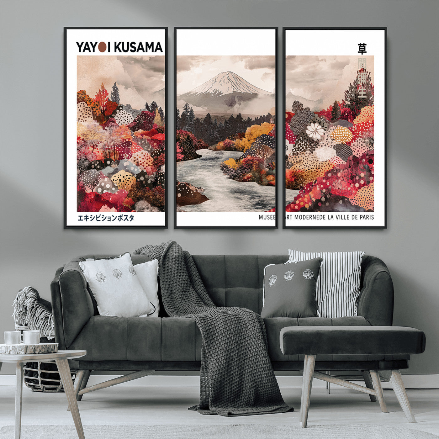 32352074-MGV-CV-36X24-Japanese Landscape Wall Art – Mount Fuji River Canvas Print, Modern Asian Inspired Nature Decor for Living Room, Bedroom, Office