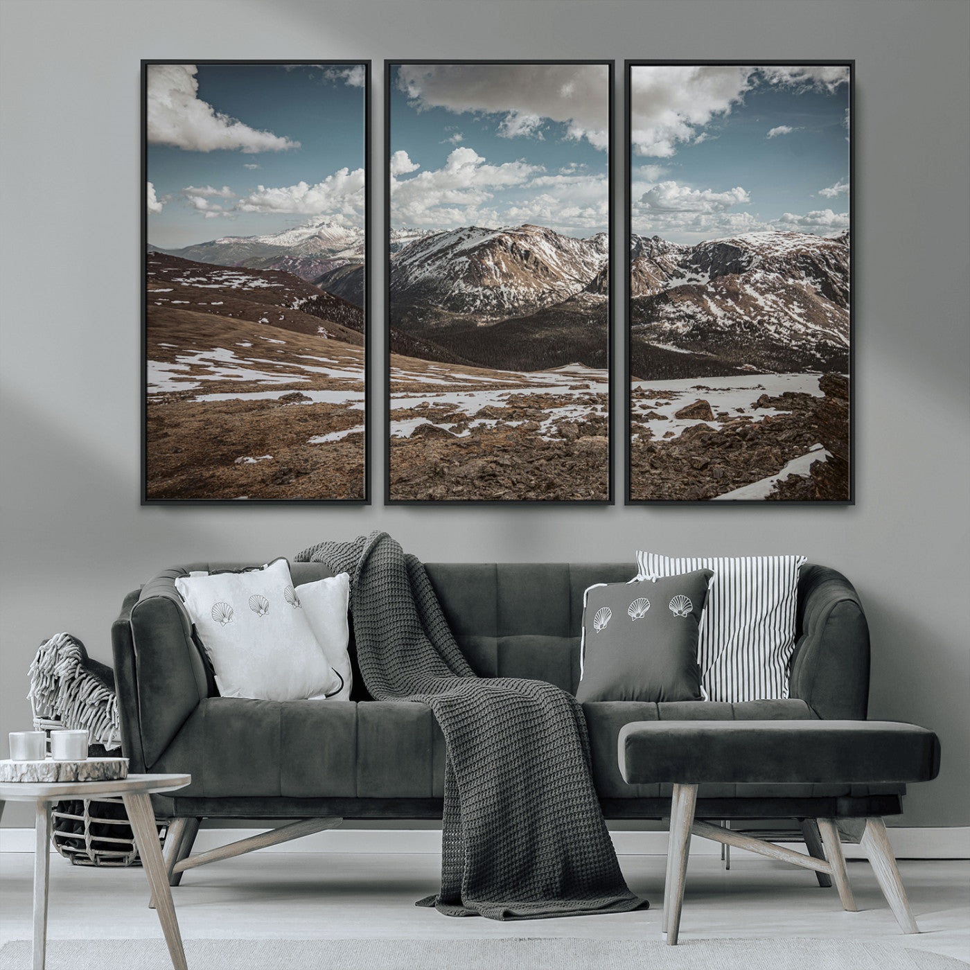 44565953-MGV-CV-36X24-Mountain Landscape Wall Art Canvas Print, Framed Snowy Peaks Art Picture Print, Rugged Highlands Perfect Rustic Adventure Decor