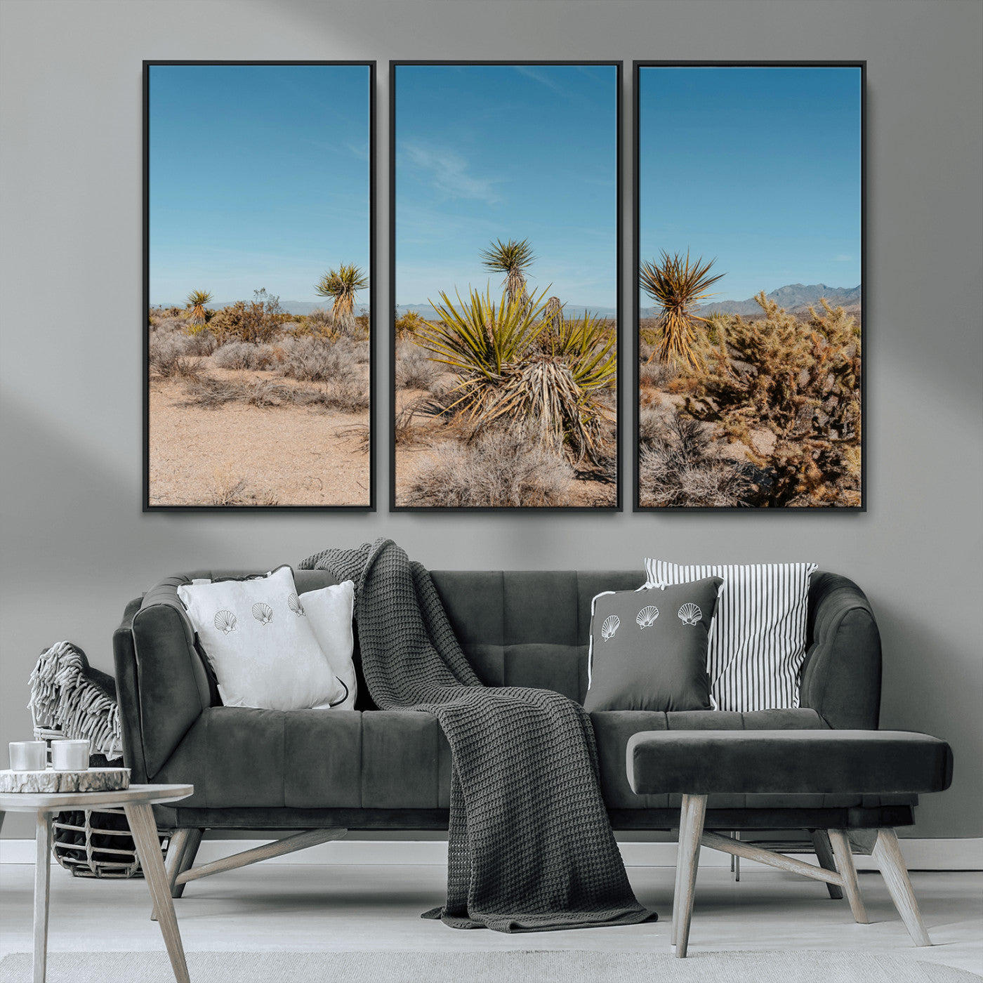 35156165-MGV-CV-36X24-Joshua Tree Wall Art Canvas Print, Framed Desert Landscape Art Picture Print, Warm Earth Tones Perfect Southwestern Minimalist